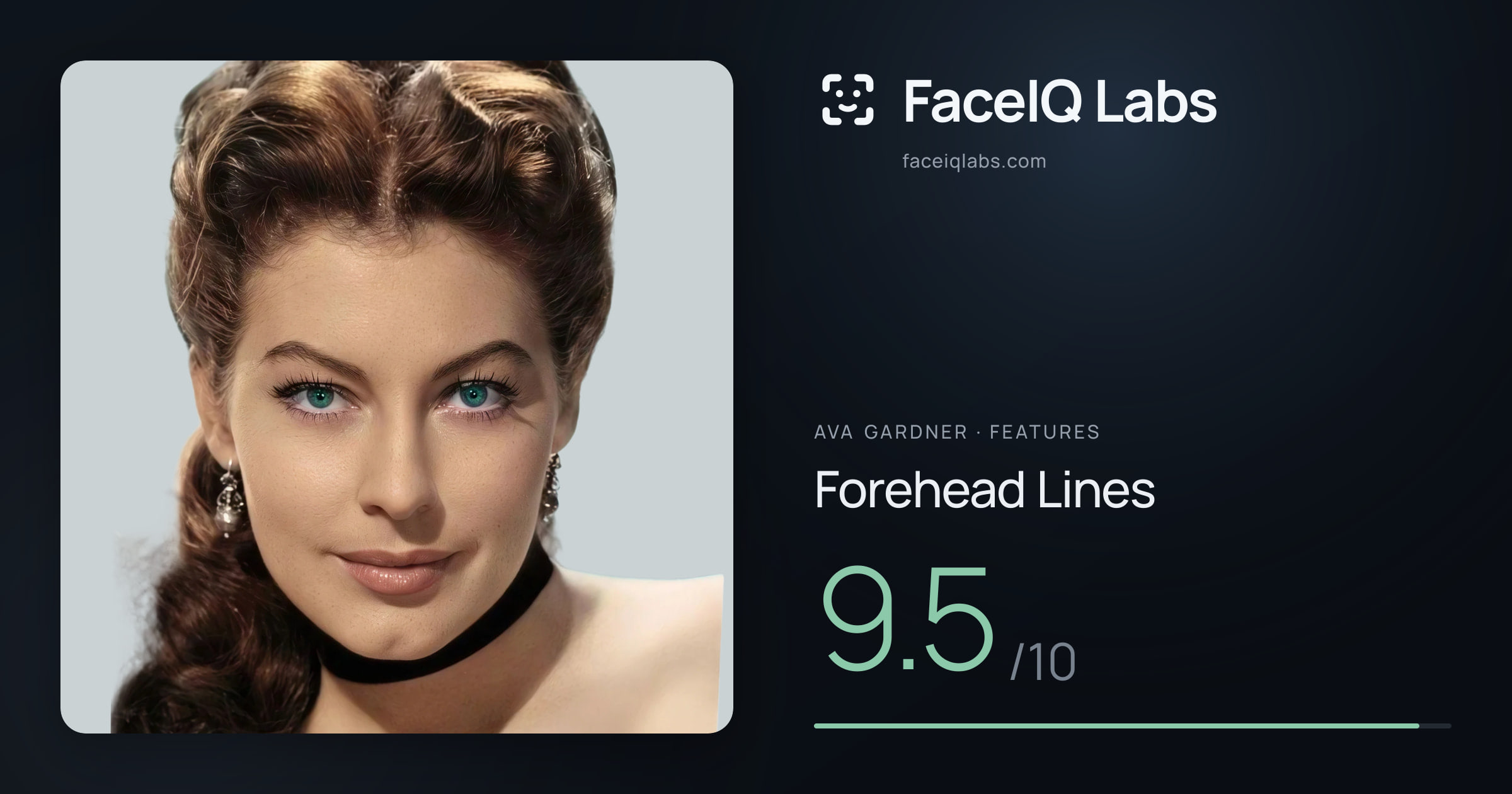 Ava Gardner Forehead Lines: 9.5/10, drawn on the photo
