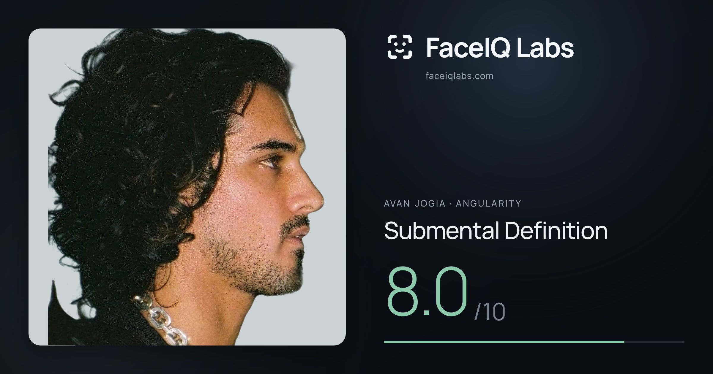 Avan Jogia Submental Definition: 8.0/10, drawn on the photo
