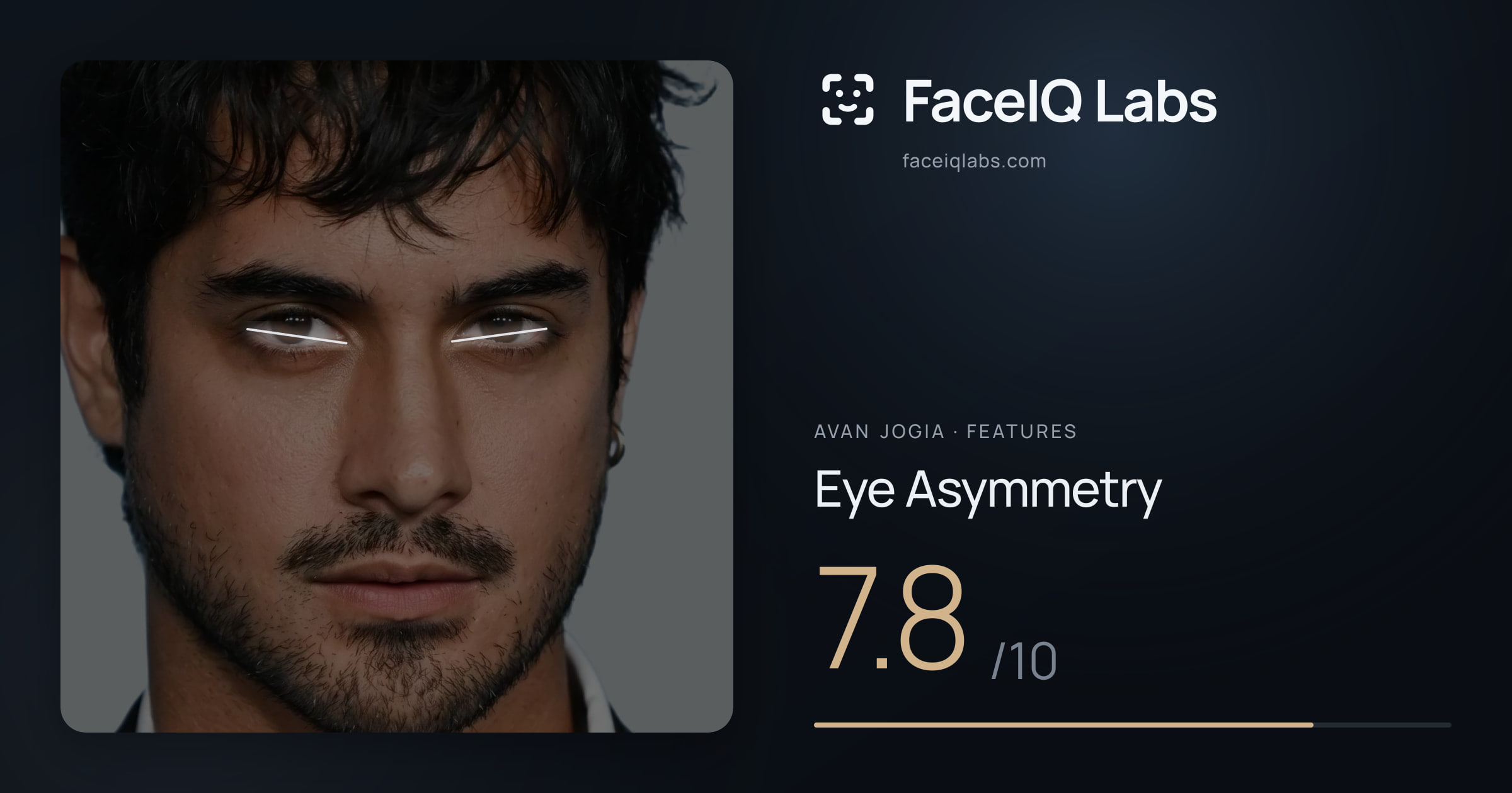 Avan Jogia Eye Asymmetry: 7.8/10, drawn on the photo