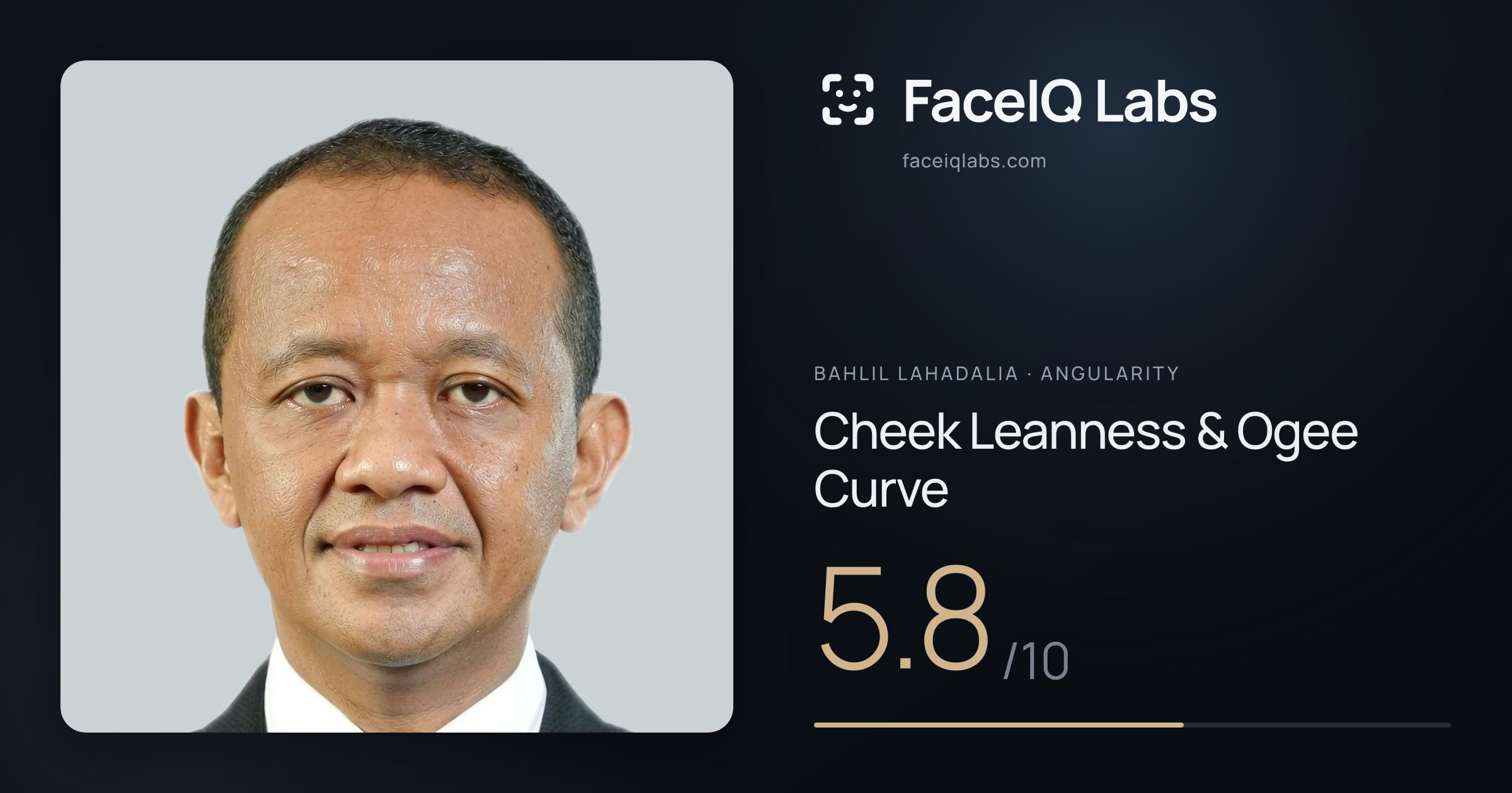 Bahlil Lahadalia Cheek Leanness & Ogee Curve: 5.8/10, drawn on the photo