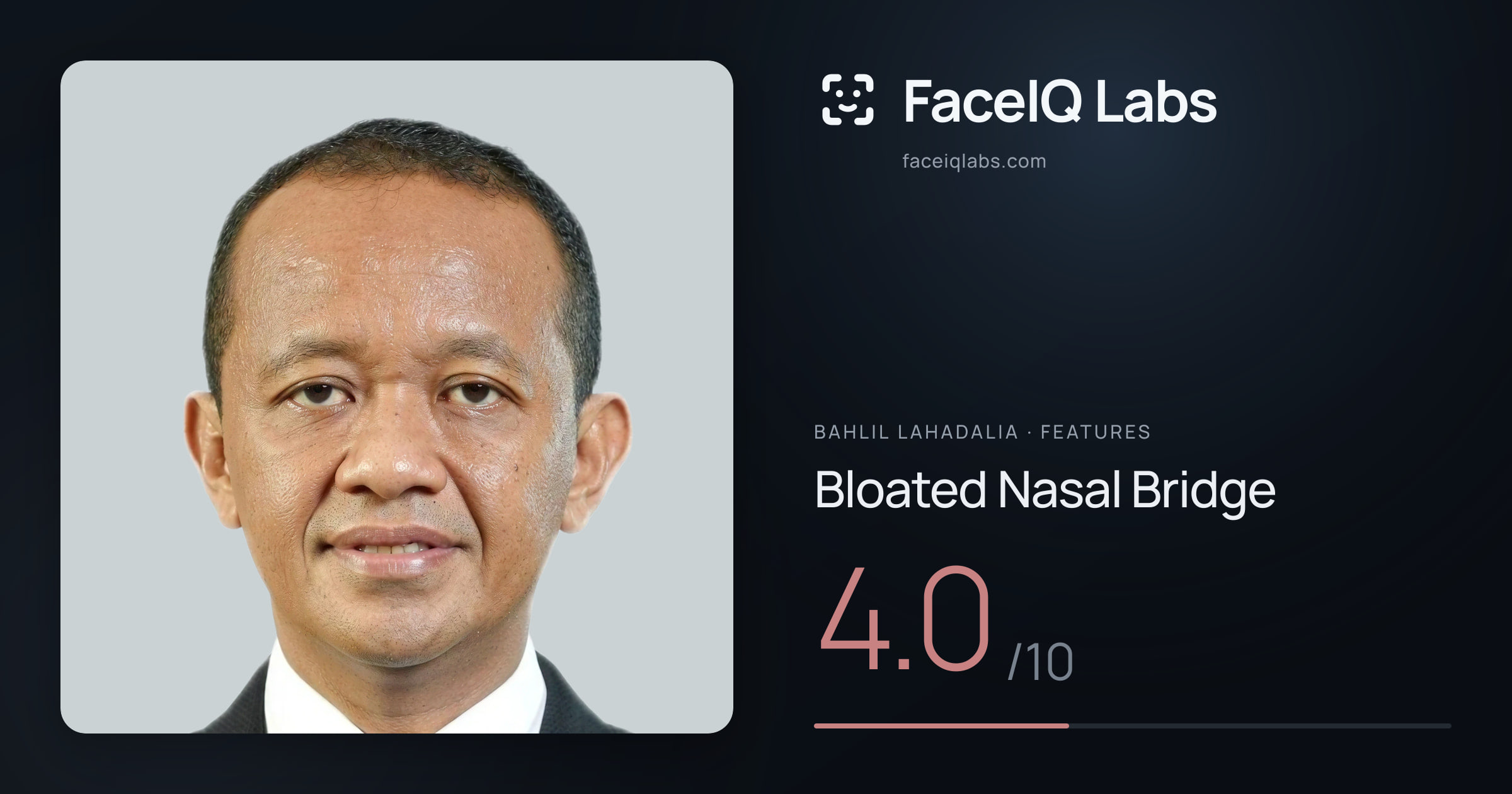 Bahlil Lahadalia Bloated Nasal Bridge: 4.0/10, drawn on the photo