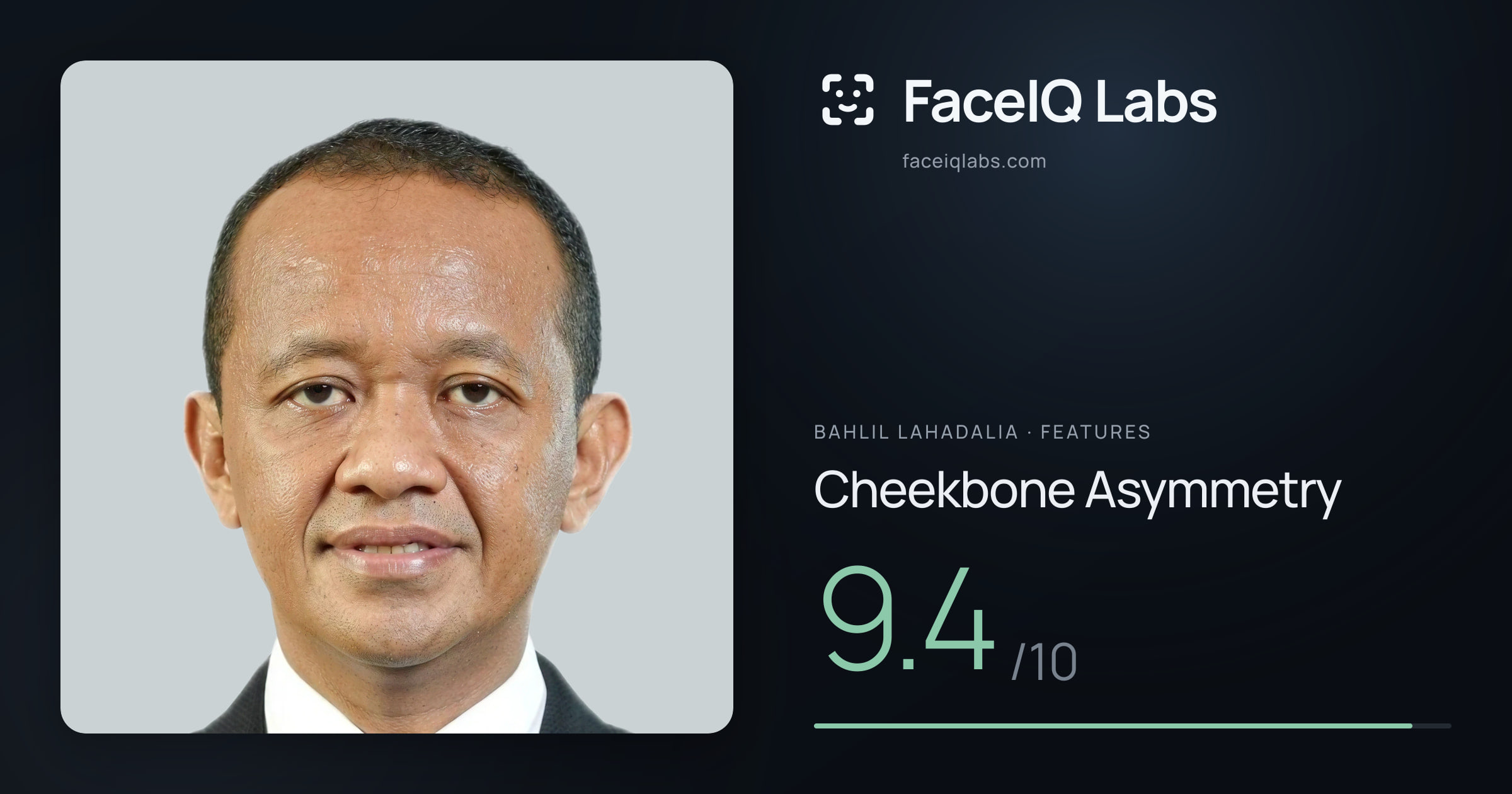 Bahlil Lahadalia Cheekbone Asymmetry: 9.4/10, drawn on the photo