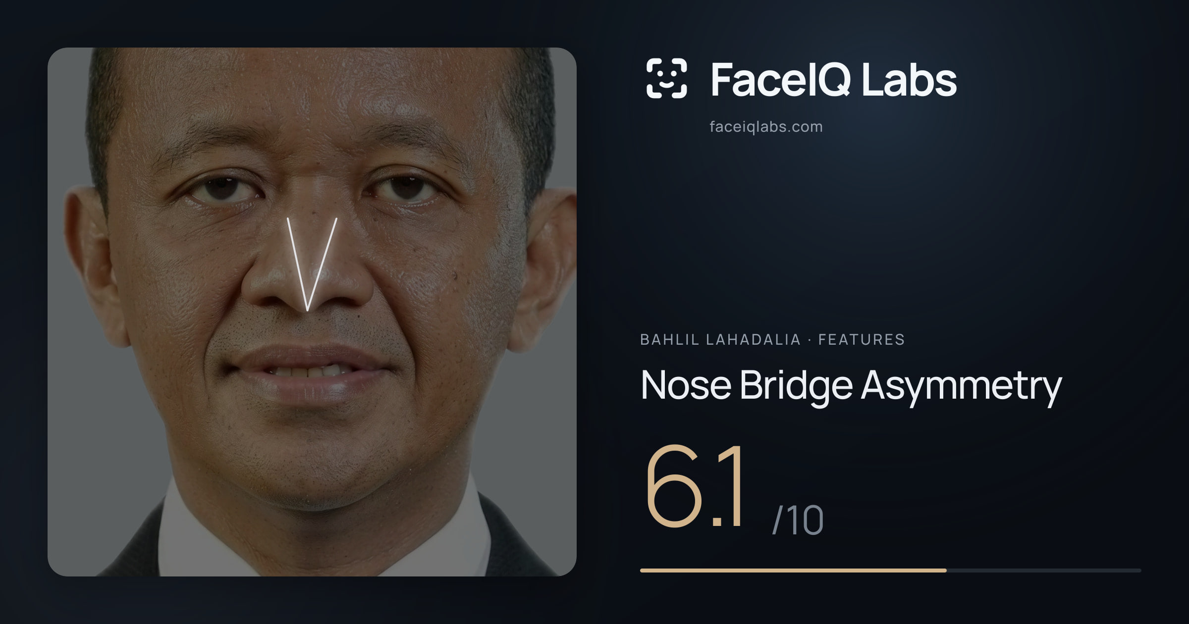 Bahlil Lahadalia Nose Bridge Asymmetry: 6.1/10, drawn on the photo