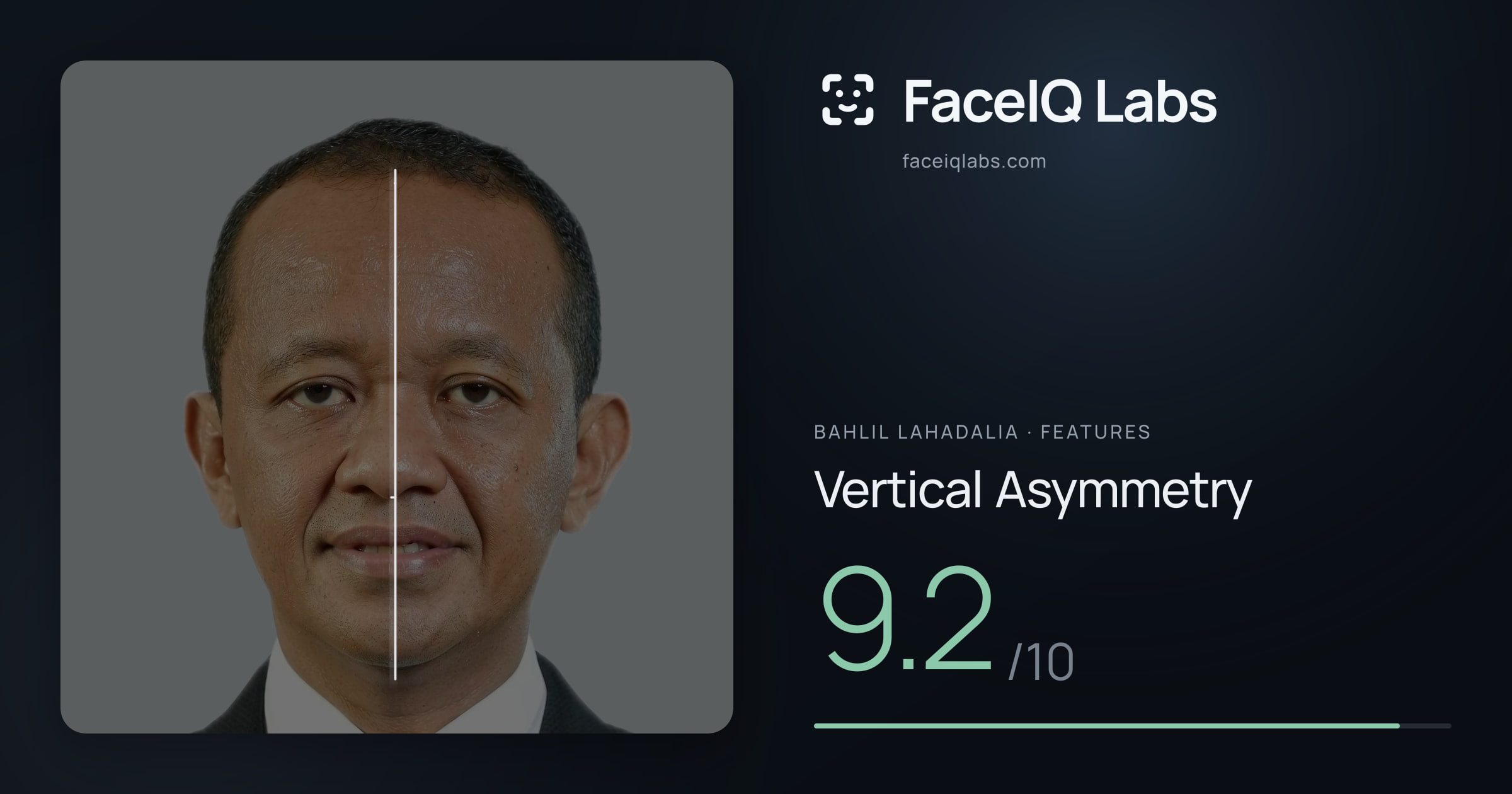 Bahlil Lahadalia Vertical Asymmetry: 9.2/10, drawn on the photo