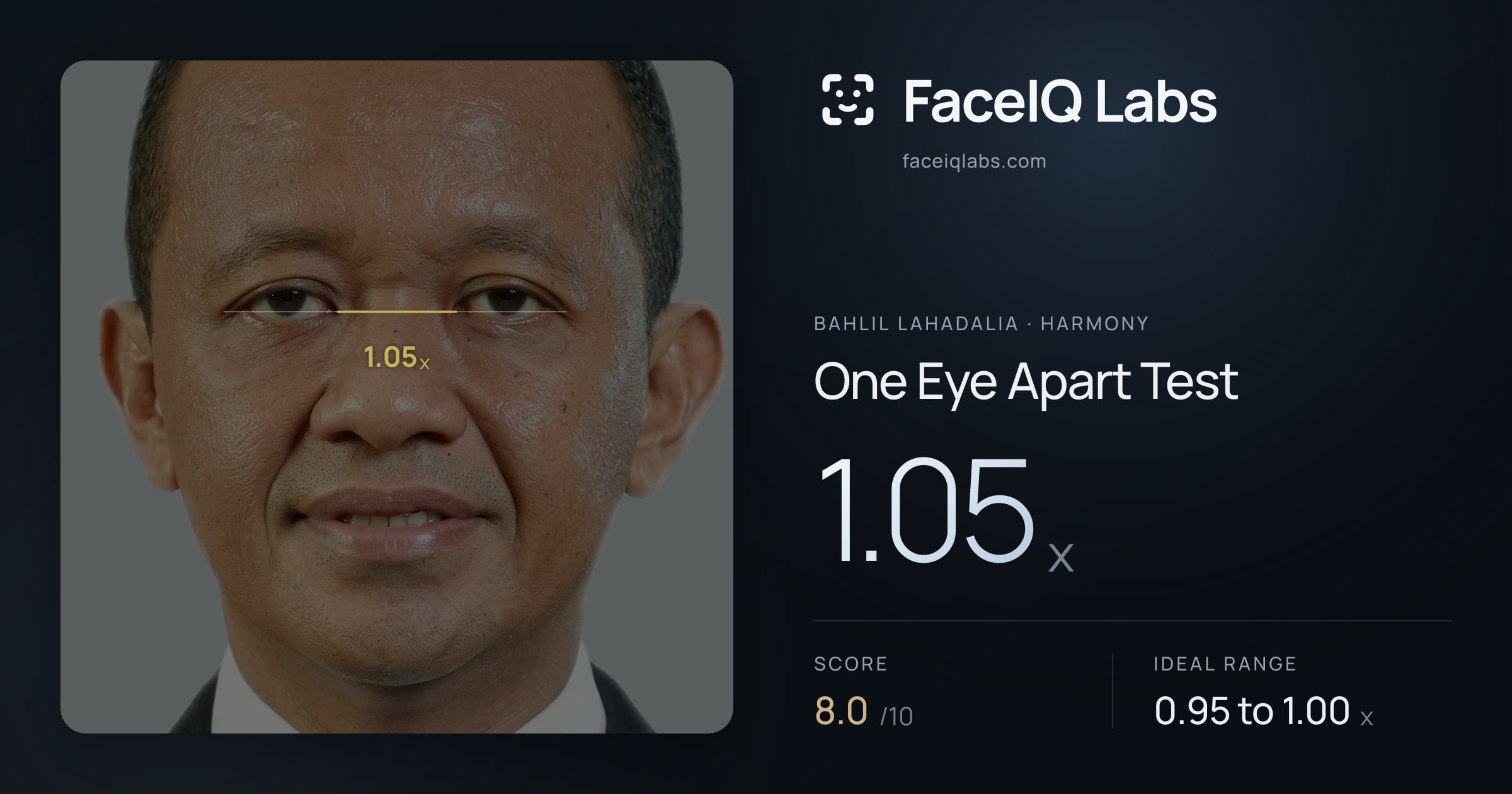 Bahlil Lahadalia One Eye Apart Test: 1.05x, drawn on the photo