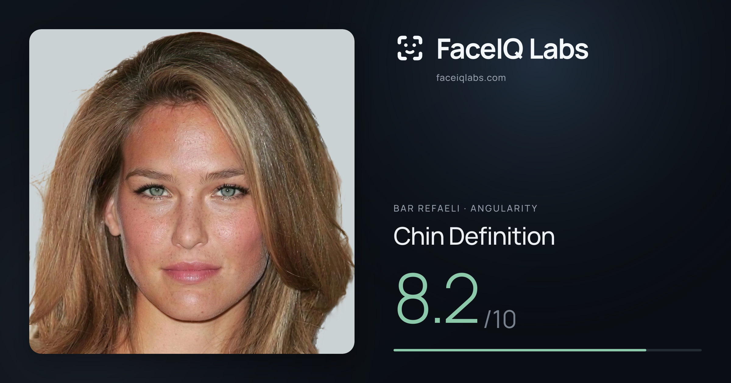 Bar Refaeli Chin Definition: 8.2/10, drawn on the photo