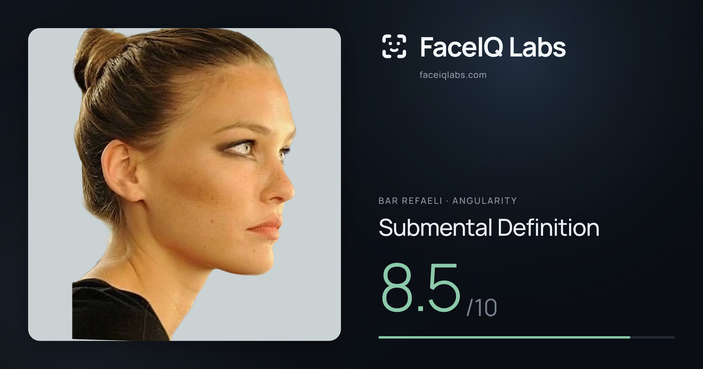 Bar Refaeli Submental Definition: 8.5/10, drawn on the photo