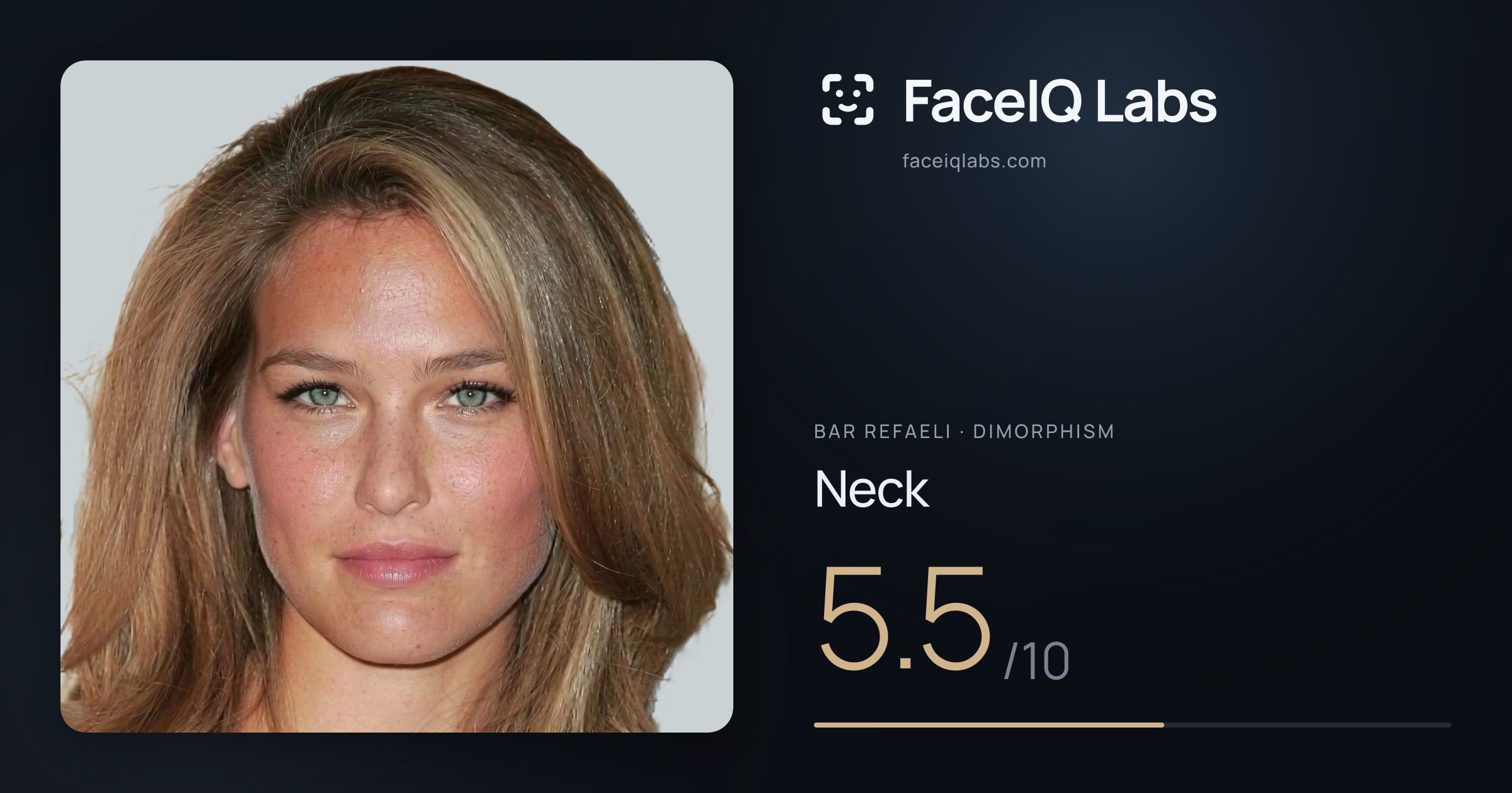 Bar Refaeli Neck: 5.5/10, drawn on the photo