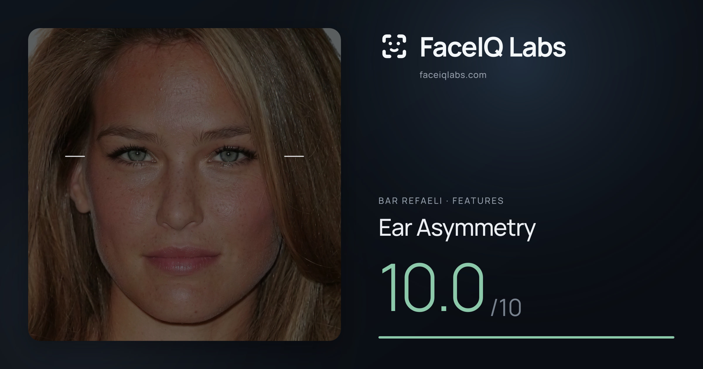 Bar Refaeli Ear Asymmetry: 10.0/10, drawn on the photo