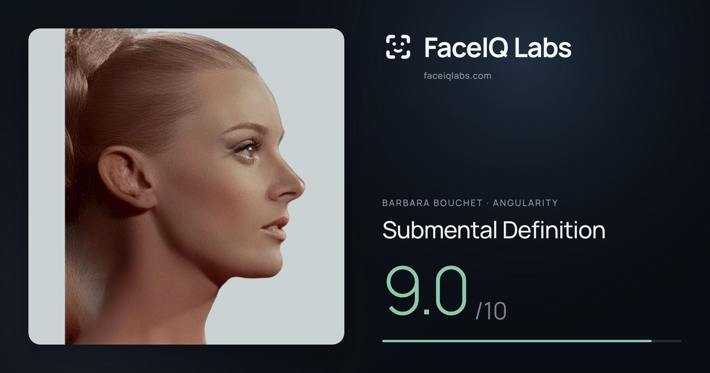 Barbara Bouchet Submental Definition: 9.0/10, drawn on the photo