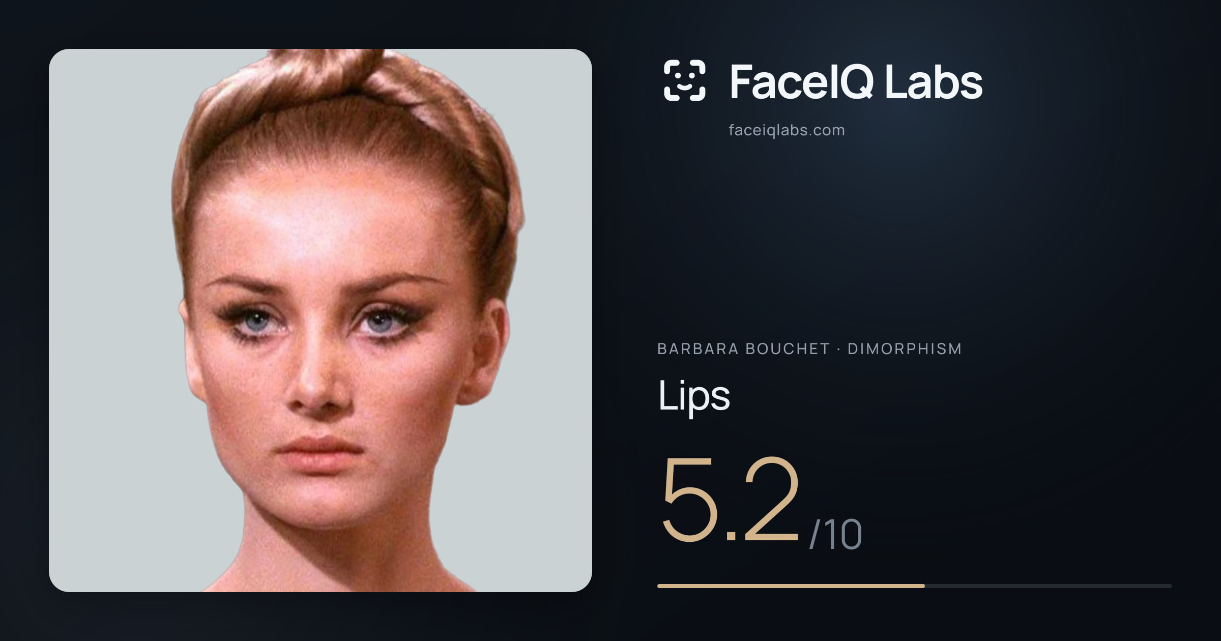 Barbara Bouchet Lips: 5.2/10, drawn on the photo