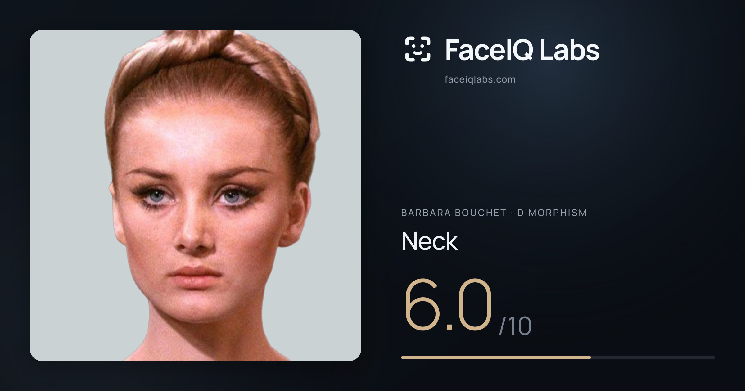 Barbara Bouchet Neck: 6.0/10, drawn on the photo