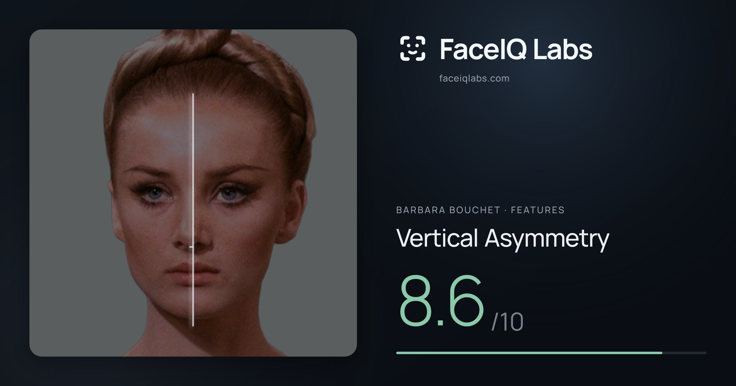 Barbara Bouchet Vertical Asymmetry: 8.6/10, drawn on the photo
