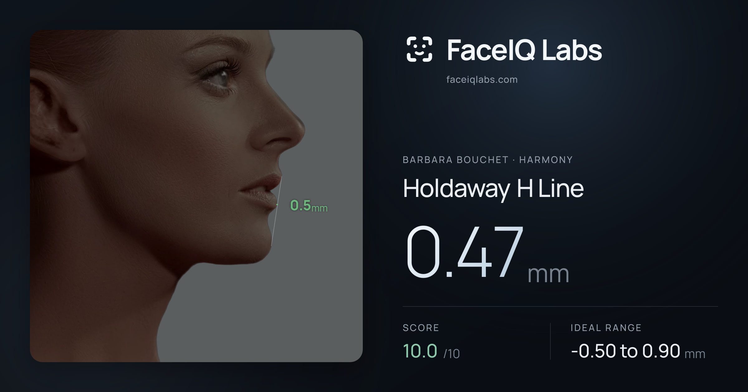 Barbara Bouchet Holdaway H Line: 0.47mm, drawn on the photo