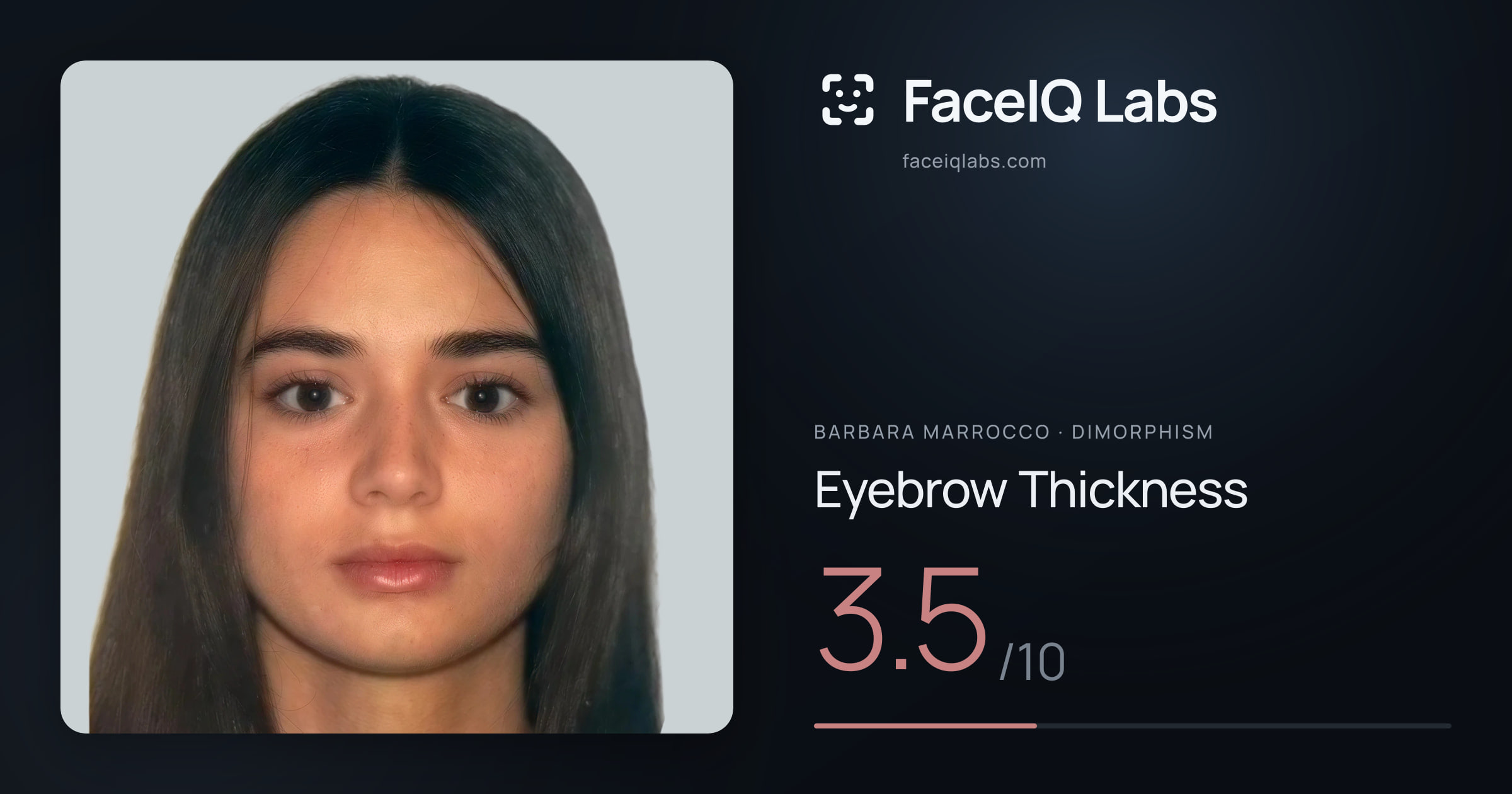 Barbara Marrocco Eyebrow Thickness: 3.5/10, drawn on the photo