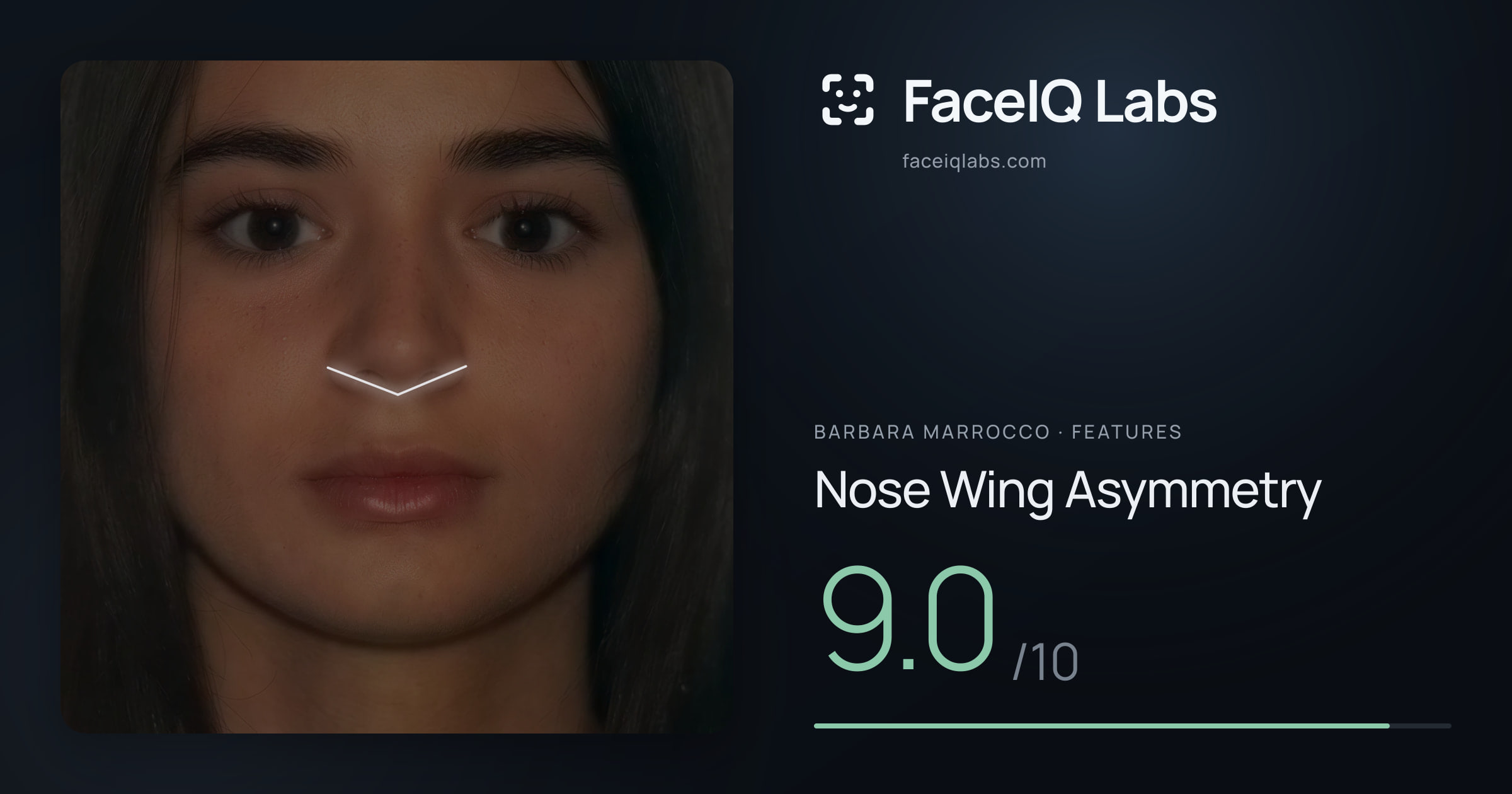 Barbara Marrocco Nose Wing Asymmetry: 9.0/10, drawn on the photo