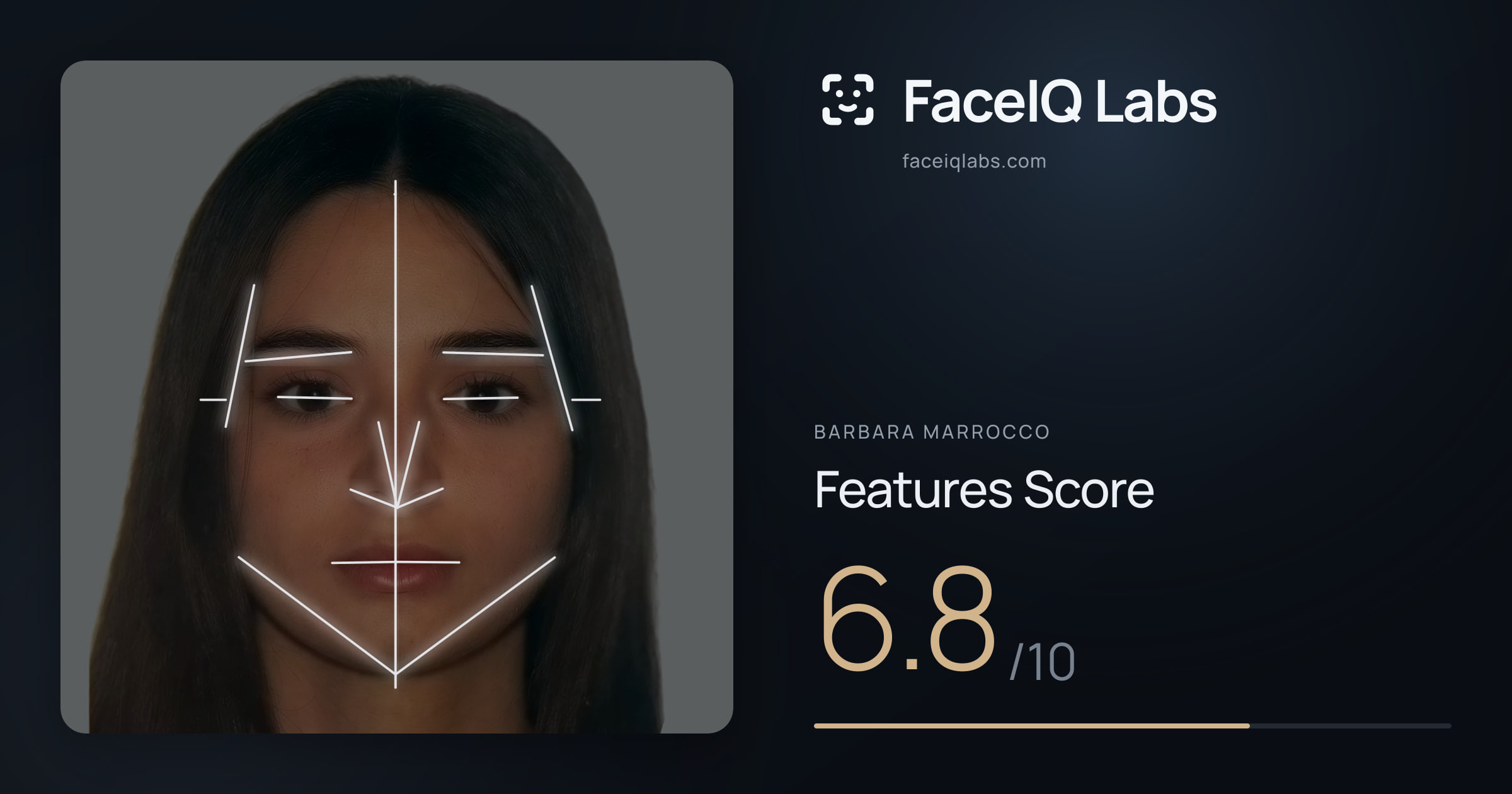 Barbara Marrocco Features: 6.8/10, with each assessment drawn on the photo