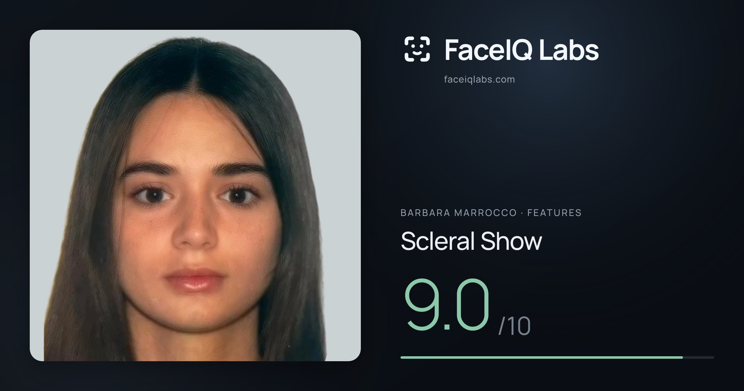 Barbara Marrocco Scleral Show: 9.0/10, drawn on the photo