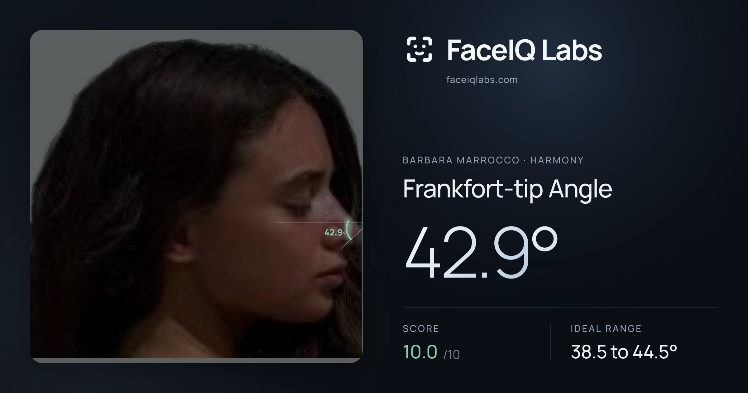 Barbara Marrocco Frankfort-tip Angle: 42.9°, drawn on the photo