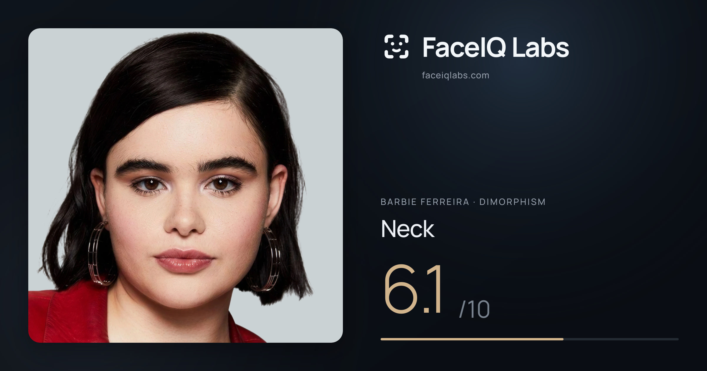 Barbie Ferreira Neck: 6.1/10, drawn on the photo