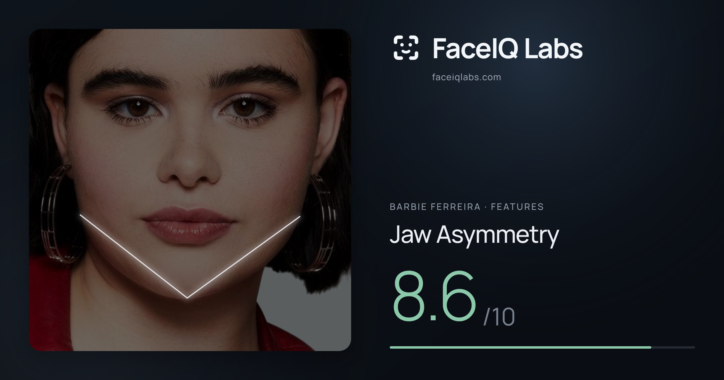 Barbie Ferreira Jaw Asymmetry: 8.6/10, drawn on the photo