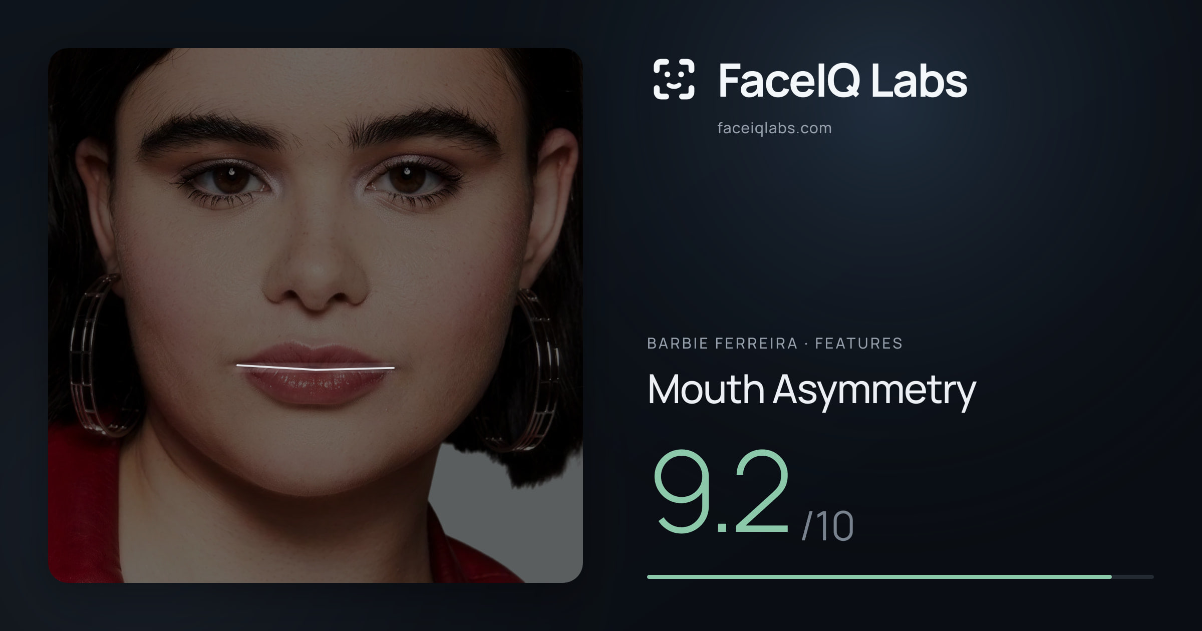 Barbie Ferreira Mouth Asymmetry: 9.2/10, drawn on the photo