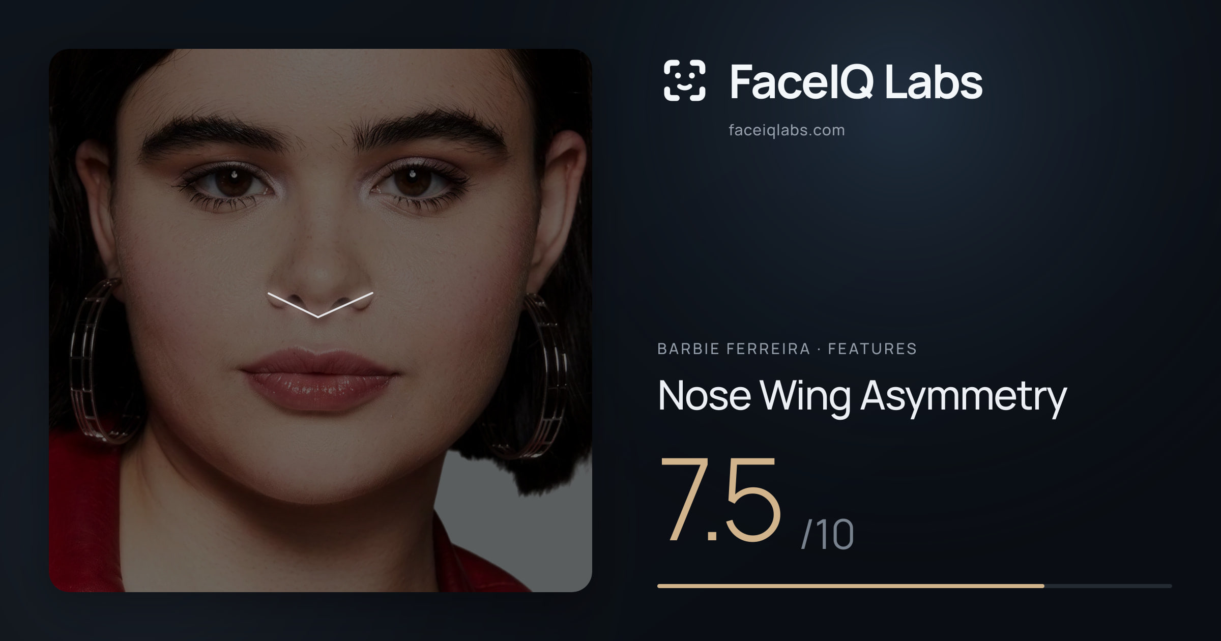 Barbie Ferreira Nose Wing Asymmetry: 7.5/10, drawn on the photo