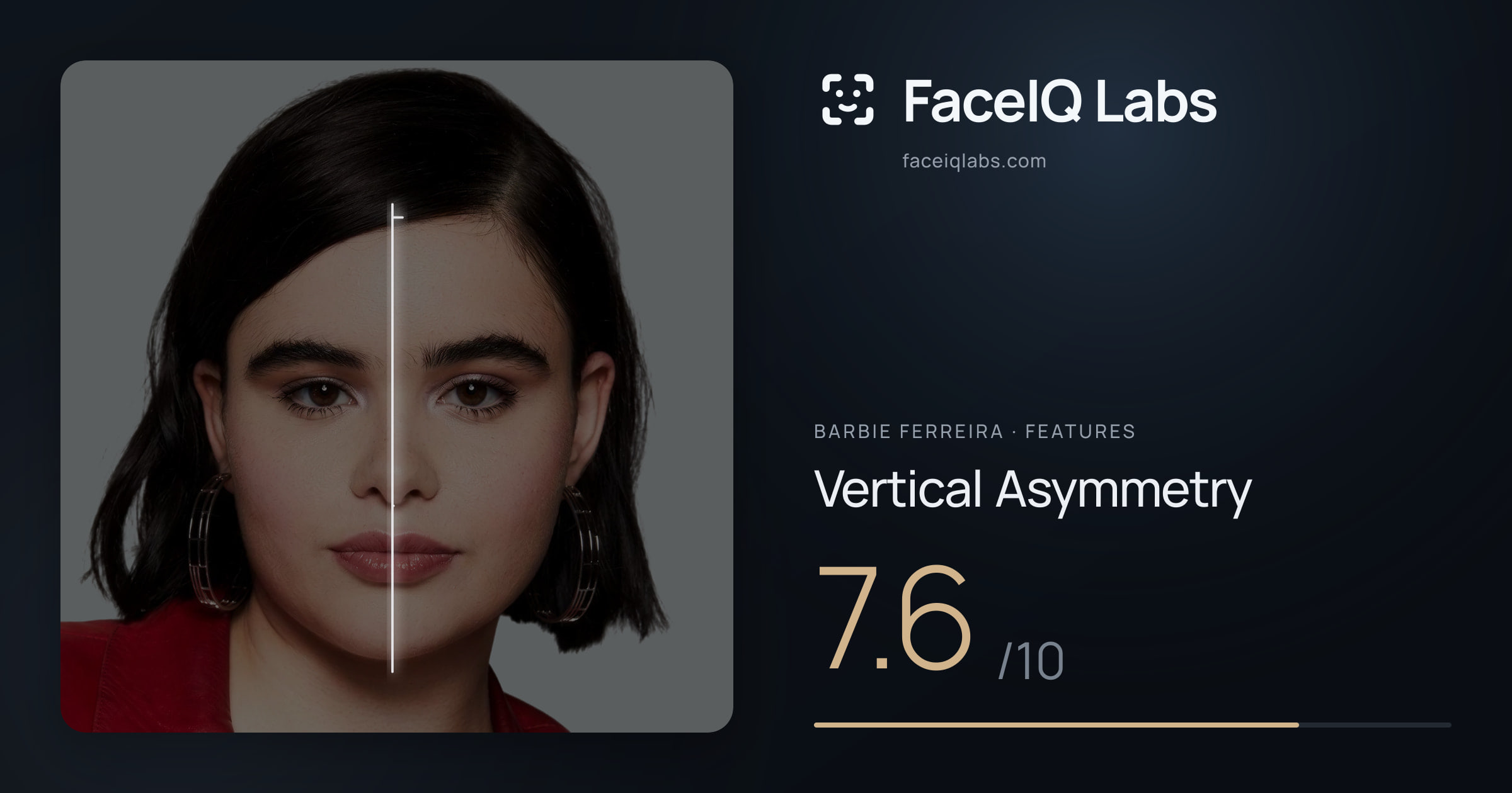 Barbie Ferreira Vertical Asymmetry: 7.6/10, drawn on the photo