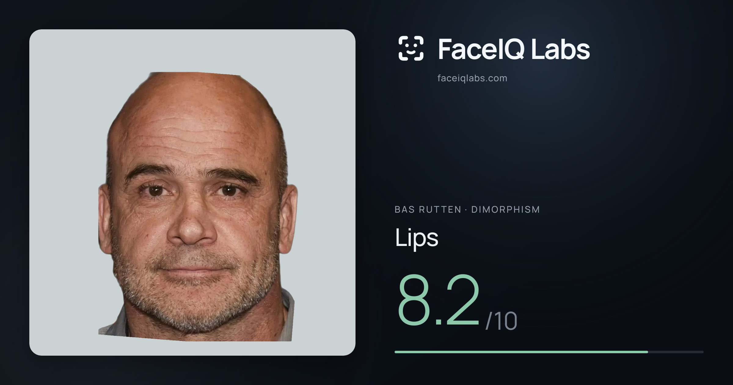 Bas Rutten Lips: 8.2/10, drawn on the photo
