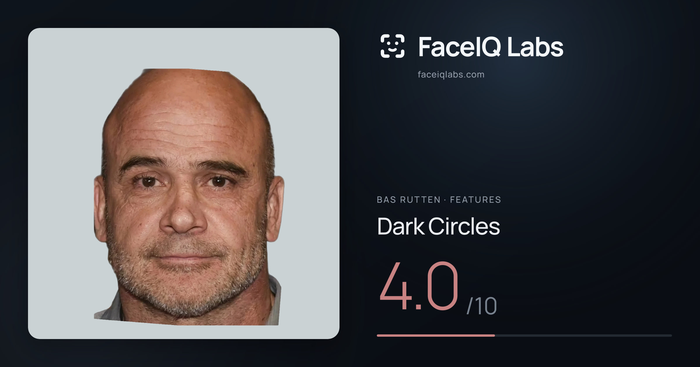 Bas Rutten Dark Circles: 4.0/10, drawn on the photo