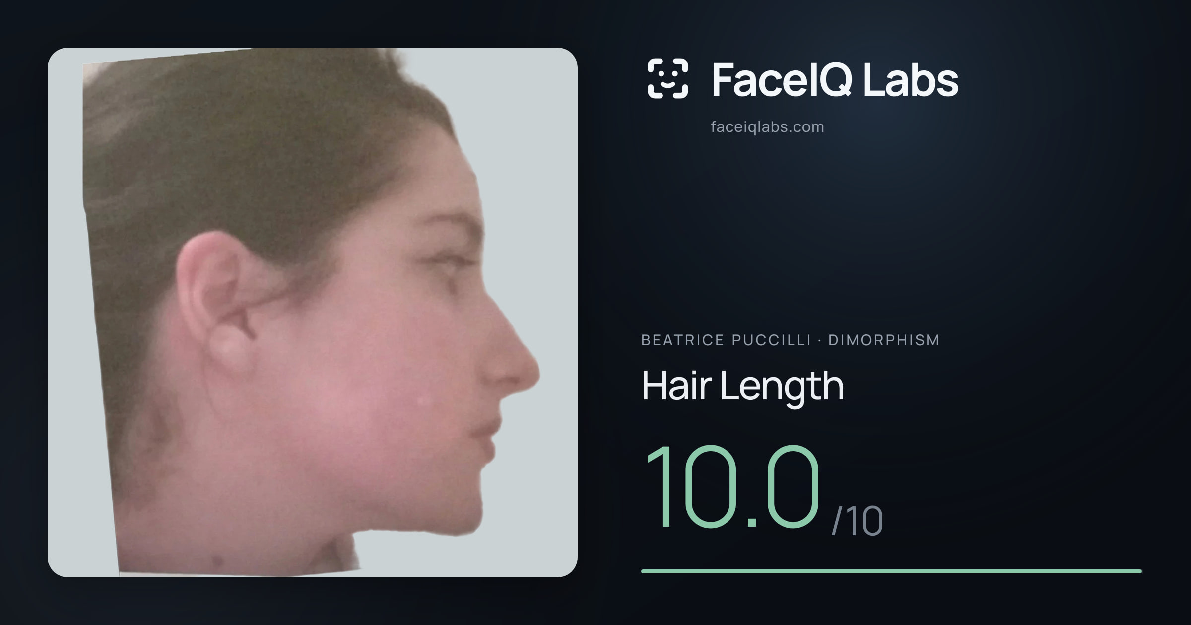 Beatrice Puccilli Hair Length: 10.0/10, drawn on the photo