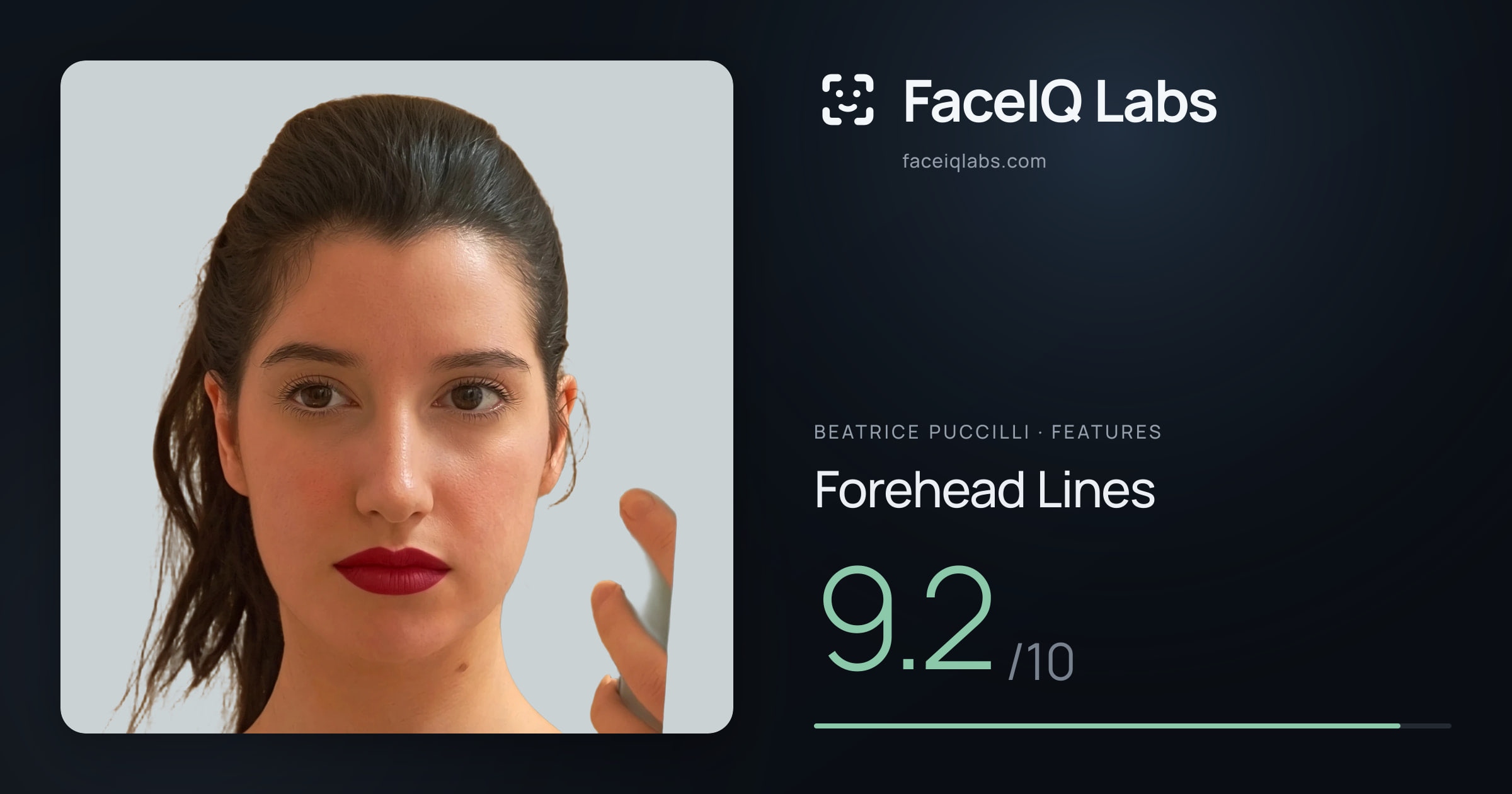 Beatrice Puccilli Forehead Lines: 9.2/10, drawn on the photo