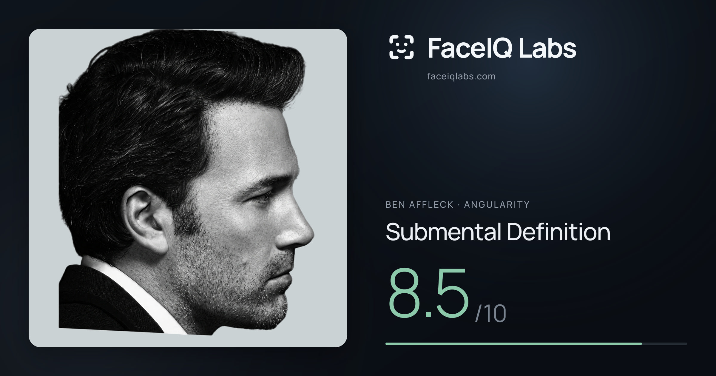 Ben Affleck Submental Definition: 8.5/10, drawn on the photo
