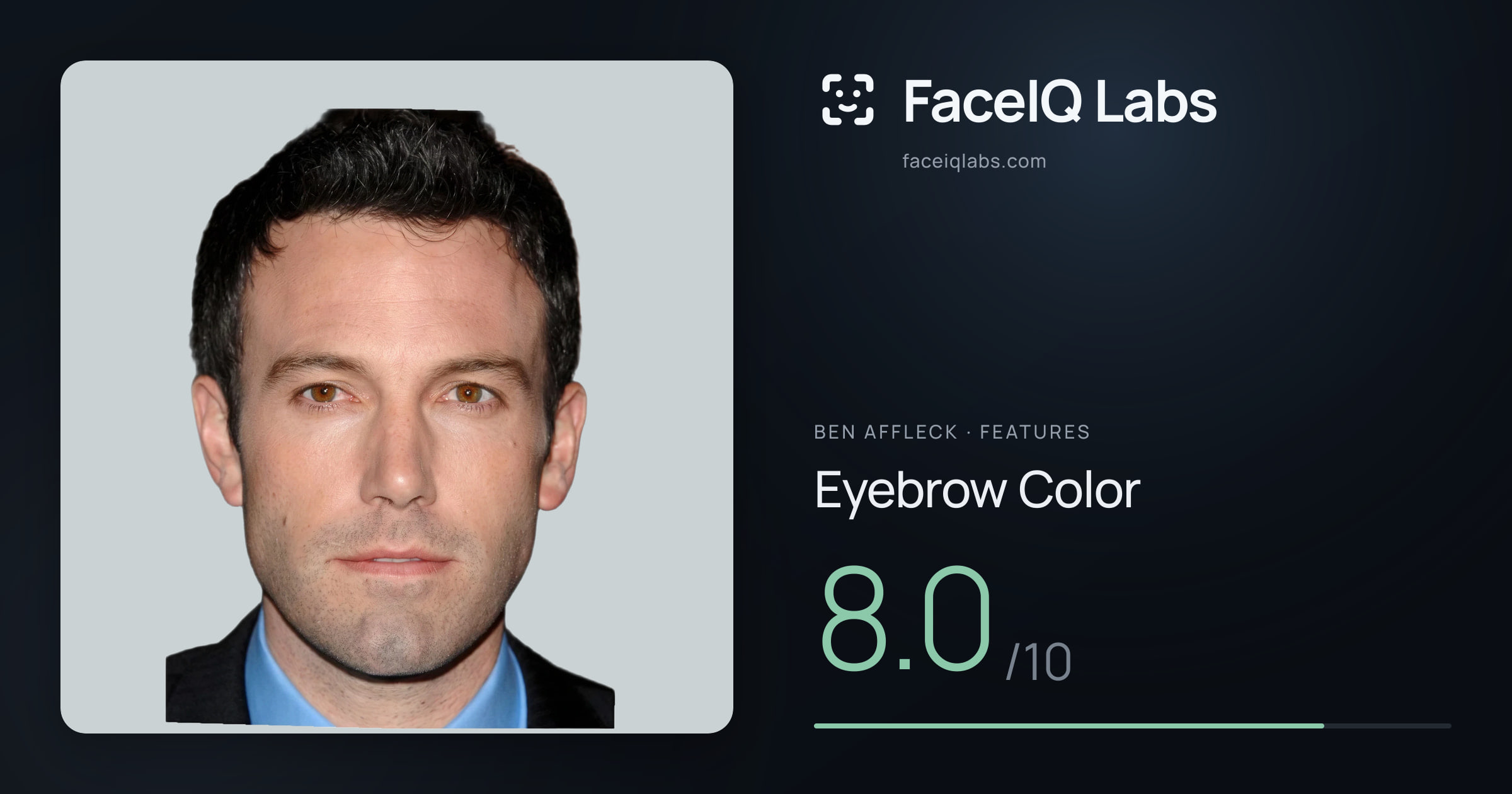 Ben Affleck Eyebrow Color: 8.0/10, drawn on the photo