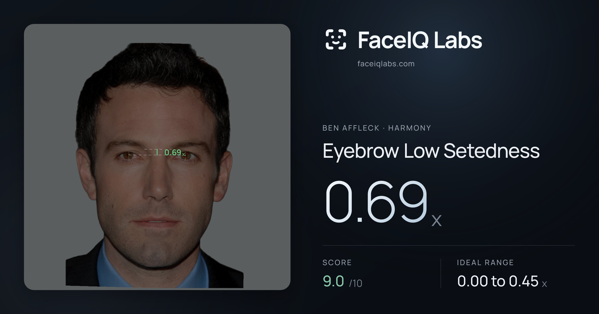 Ben Affleck Eyebrow Low Setedness: 0.69x, drawn on the photo