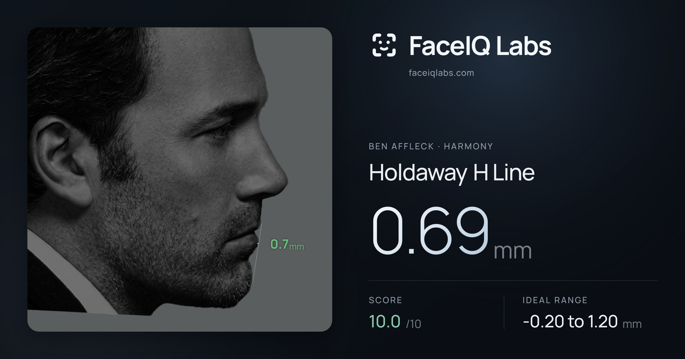 Ben Affleck Holdaway H Line: 0.69mm, drawn on the photo