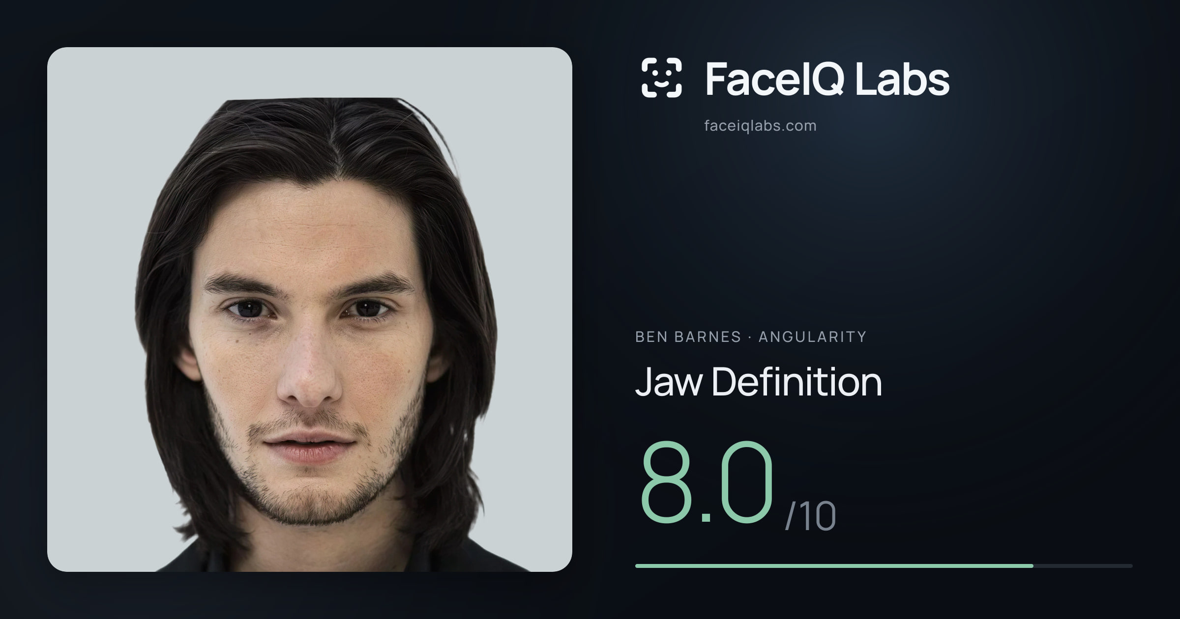 Ben Barnes Jaw Definition: 8.0/10, drawn on the photo