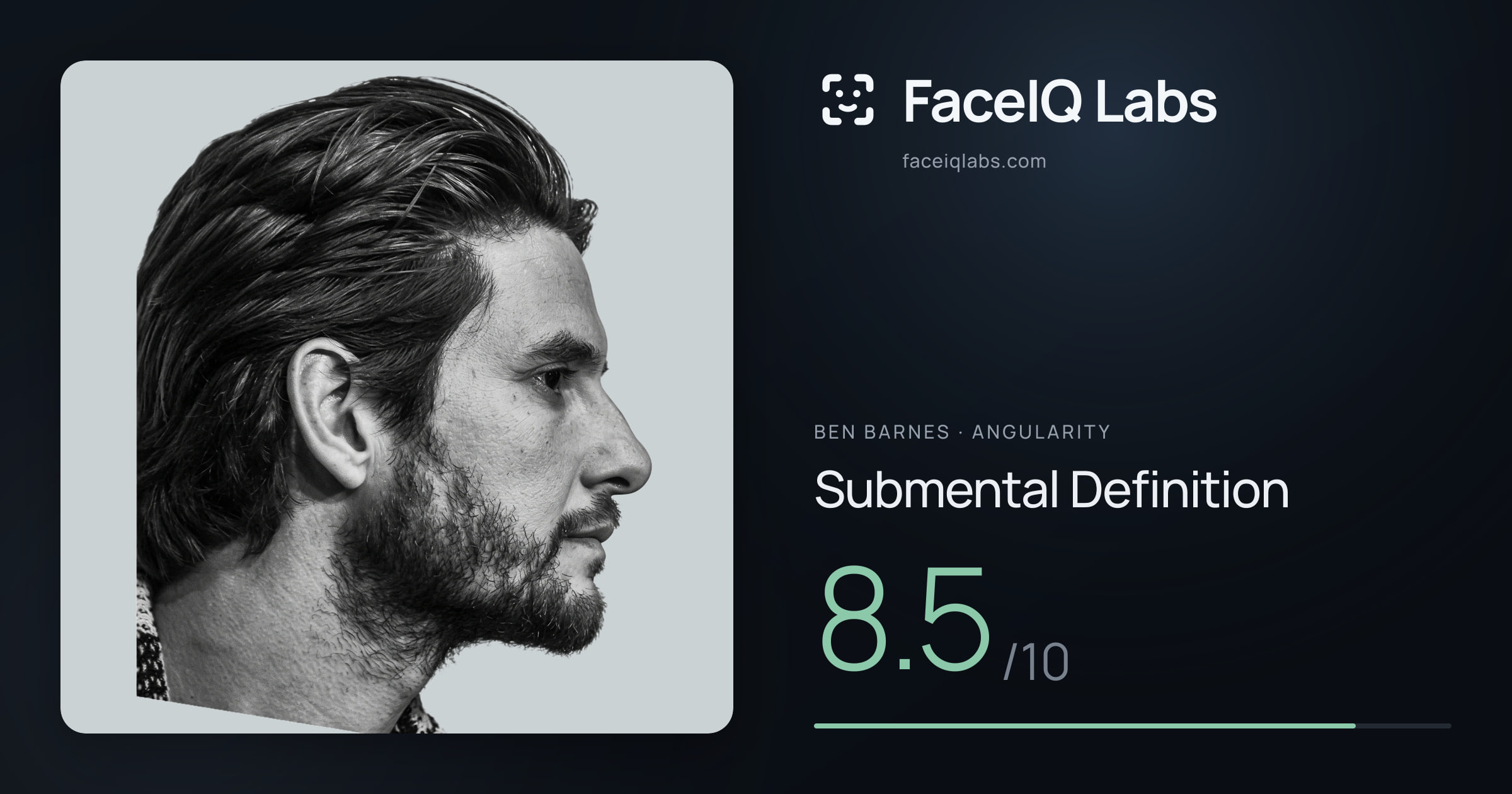 Ben Barnes Submental Definition: 8.5/10, drawn on the photo