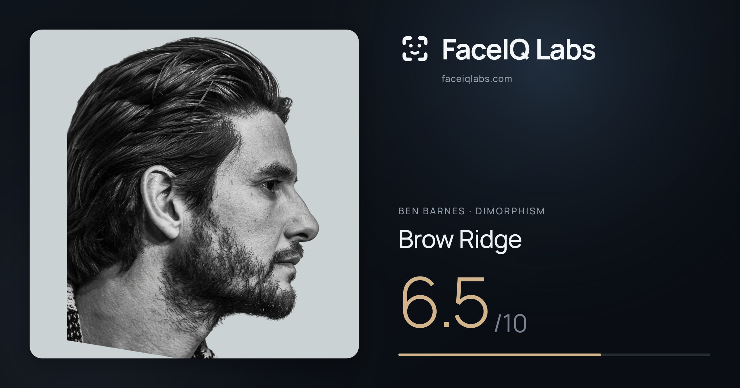 Ben Barnes Brow Ridge: 6.5/10, drawn on the photo