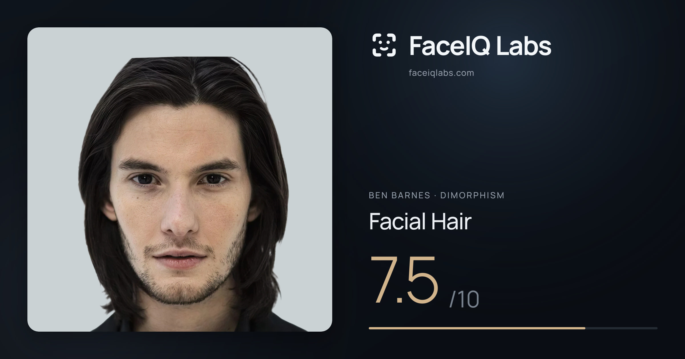 Ben Barnes Facial Hair: 7.5/10, drawn on the photo