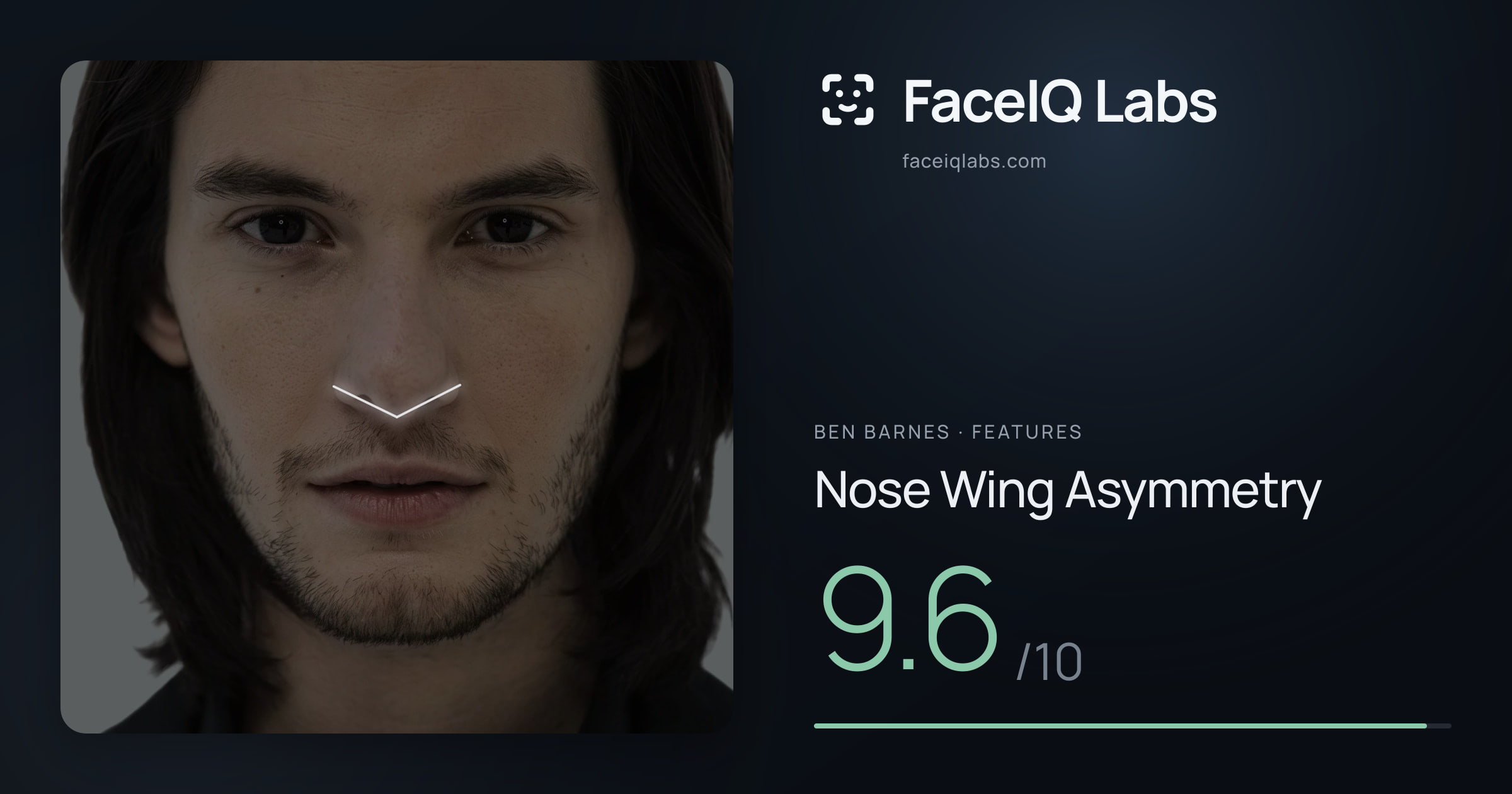 Ben Barnes Nose Wing Asymmetry: 9.6/10, drawn on the photo