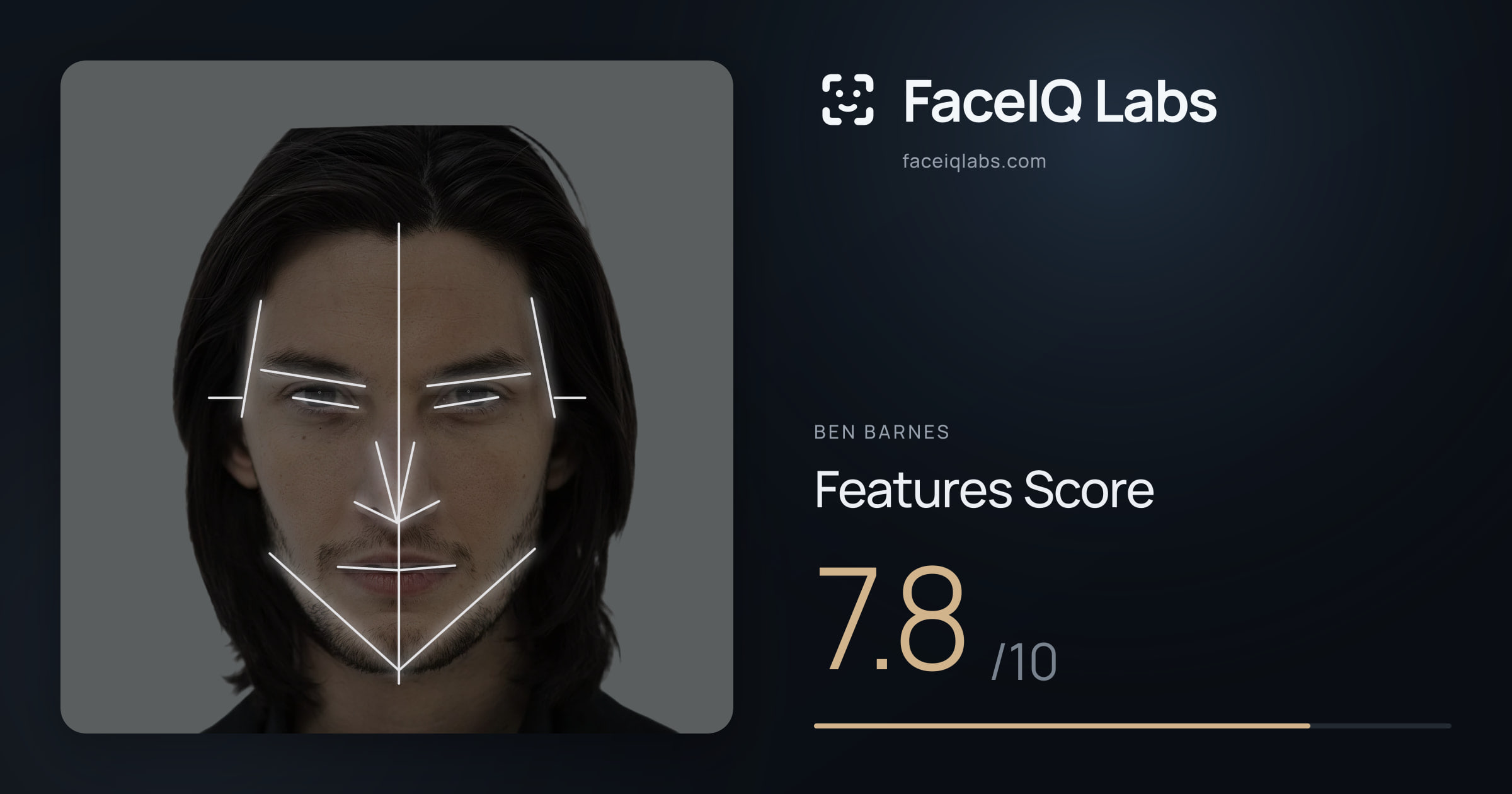 Ben Barnes Features: 7.8/10, with each assessment drawn on the photo