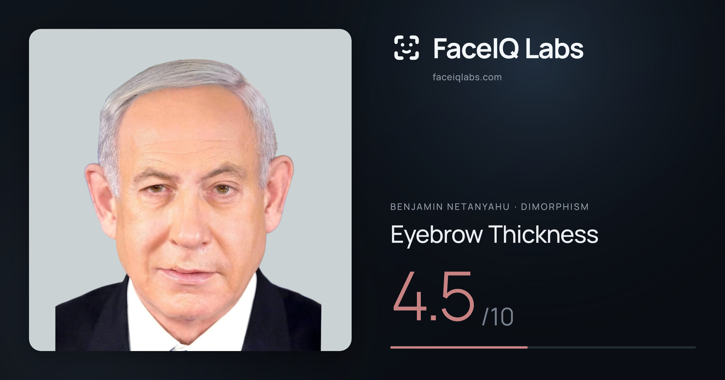 Benjamin Netanyahu Eyebrow Thickness: 4.5/10, drawn on the photo