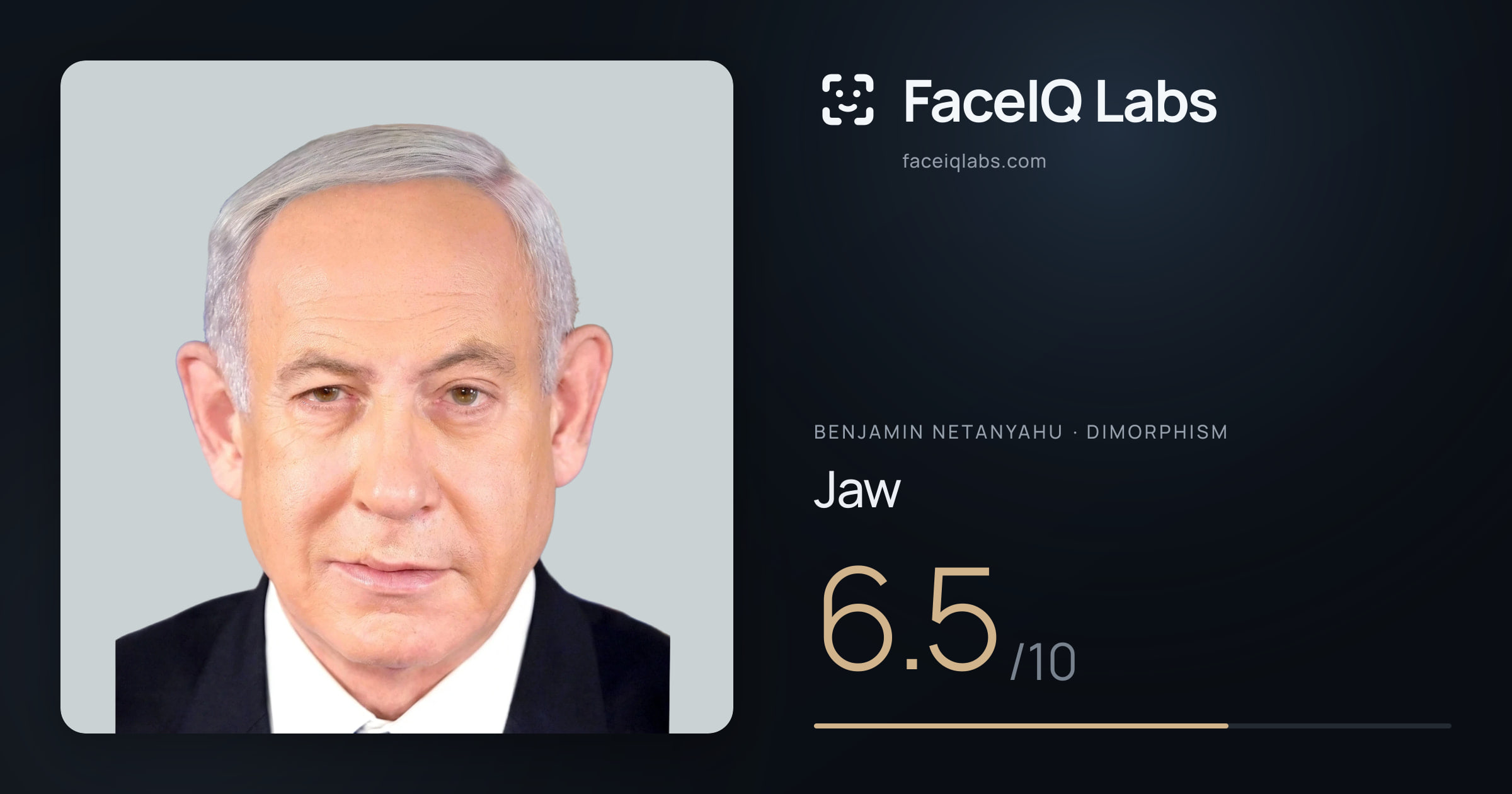 Benjamin Netanyahu Jaw: 6.5/10, drawn on the photo