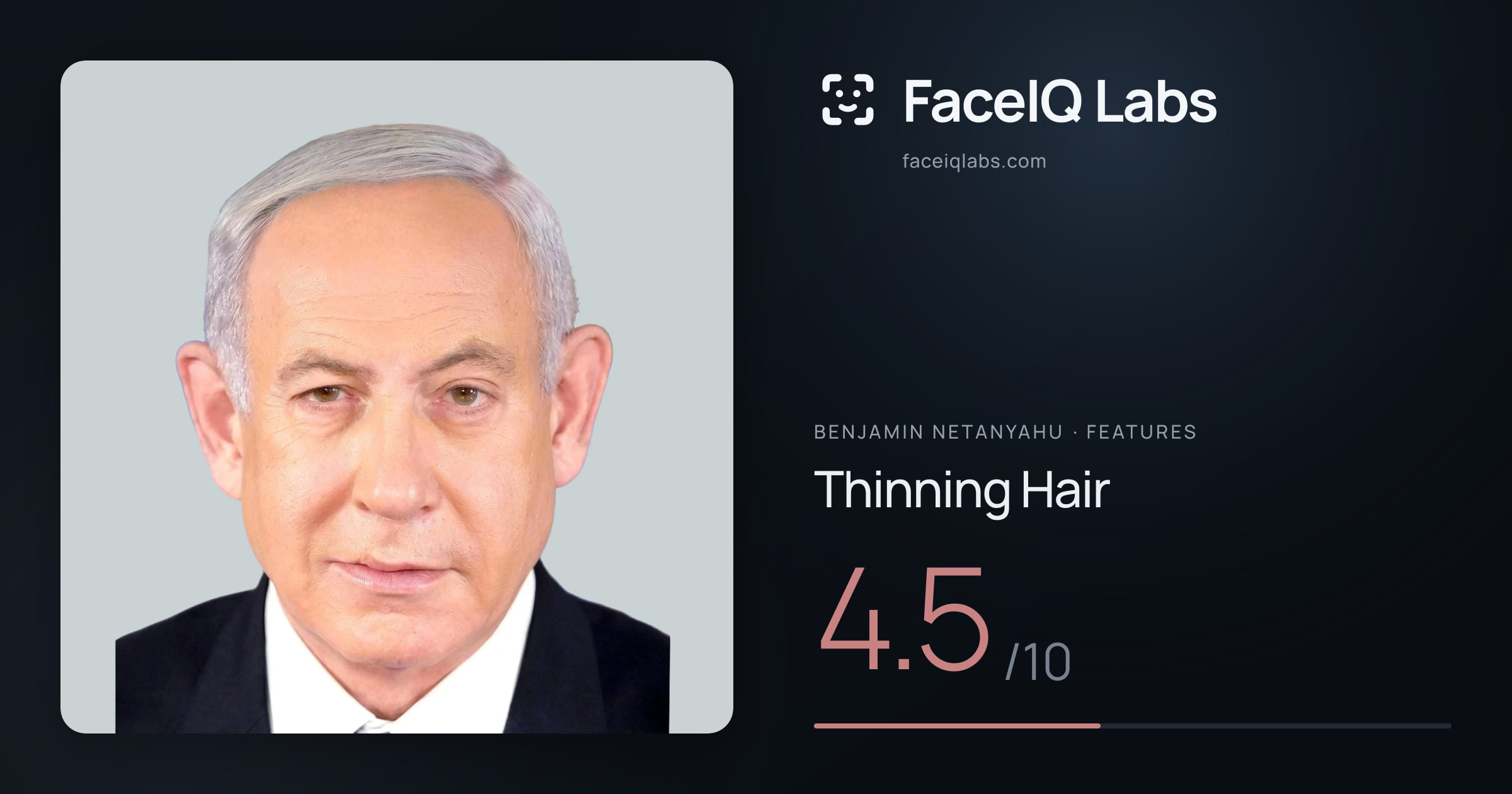 Benjamin Netanyahu Thinning Hair: 4.5/10, drawn on the photo