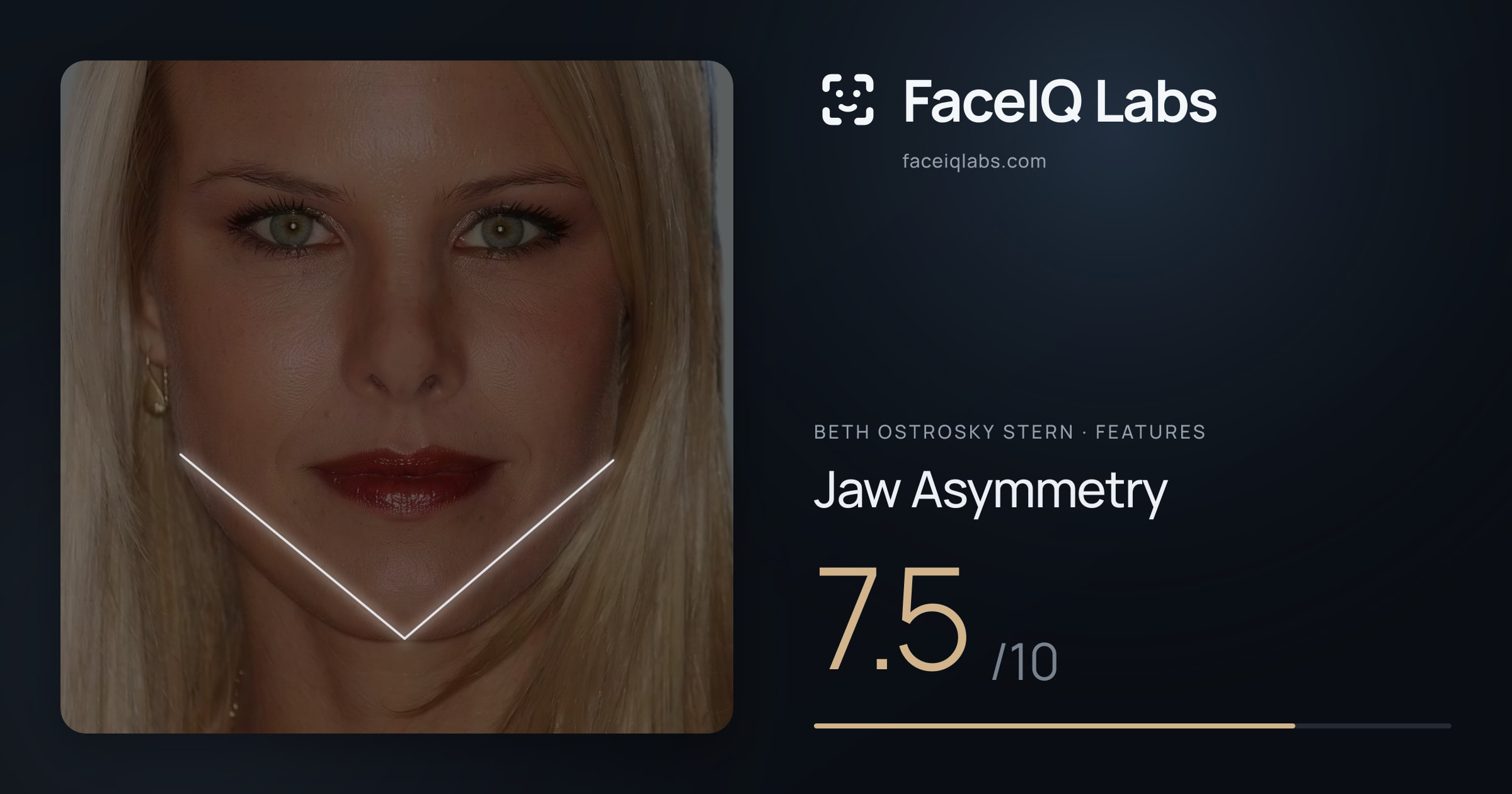 Beth Ostrosky Stern Jaw Asymmetry: 7.5/10, drawn on the photo