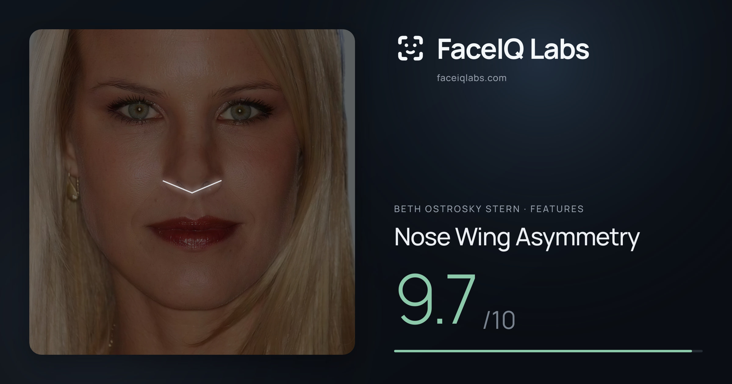Beth Ostrosky Stern Nose Wing Asymmetry: 9.7/10, drawn on the photo