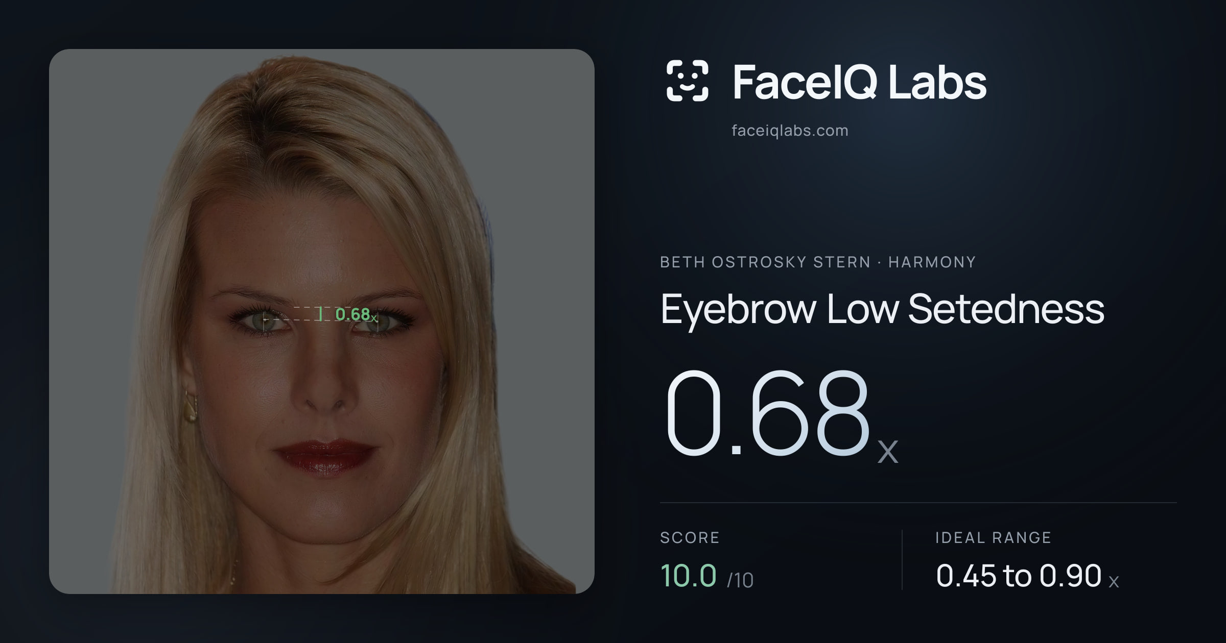 Beth Ostrosky Stern Eyebrow Low Setedness: 0.68x, drawn on the photo
