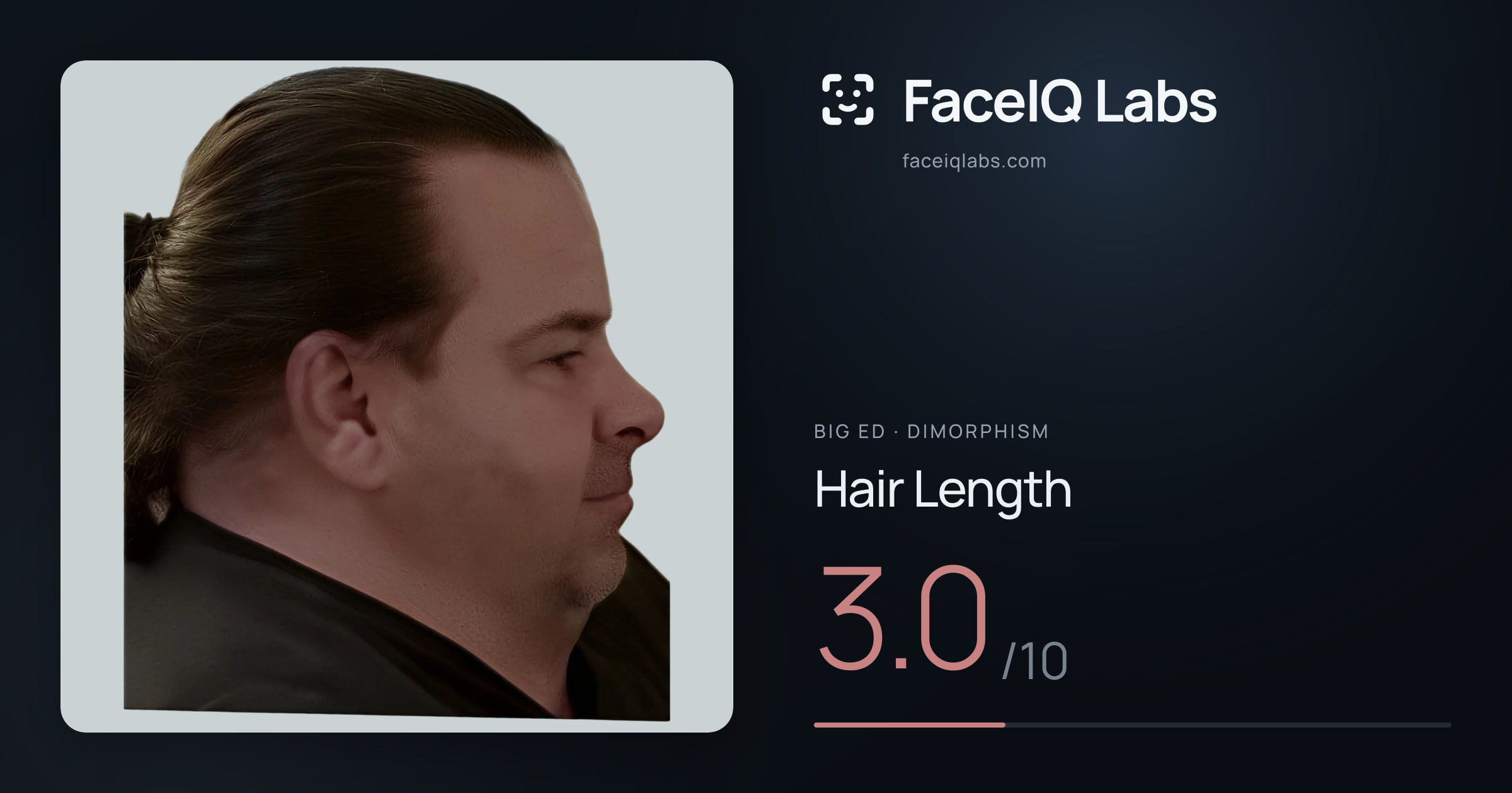 Big Ed Hair Length: 3.0/10, drawn on the photo