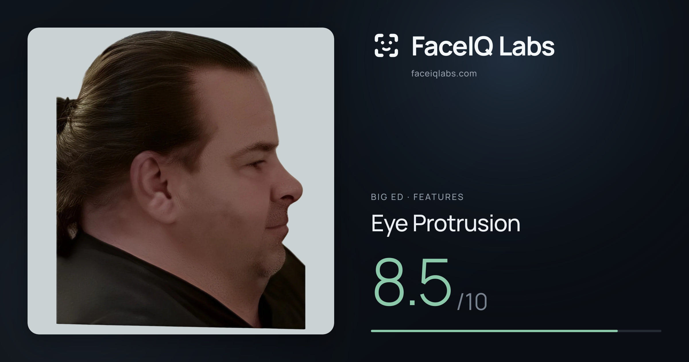 Big Ed Eye Protrusion: 8.5/10, drawn on the photo